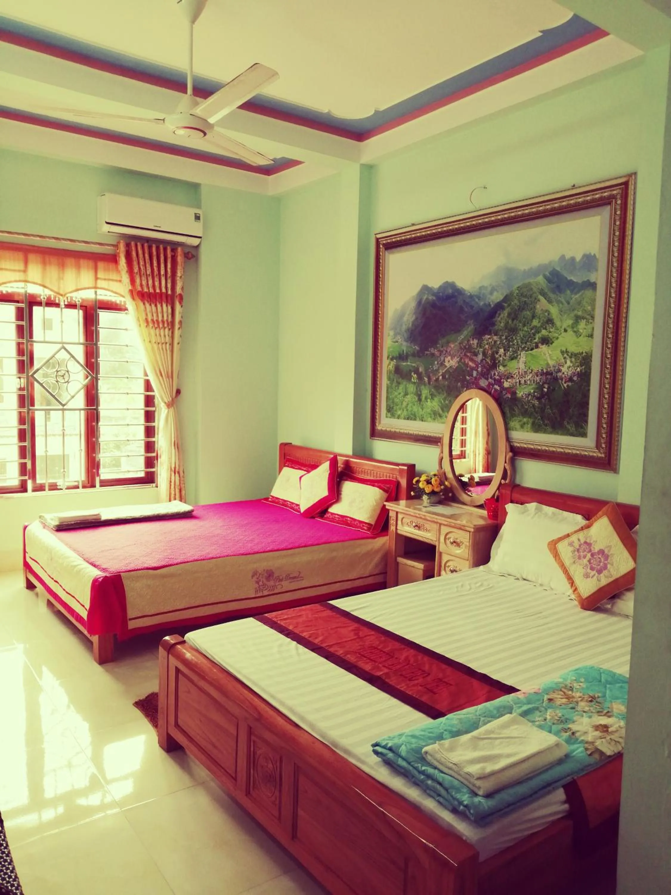 Bed in Yen Minh Hotel Thien An