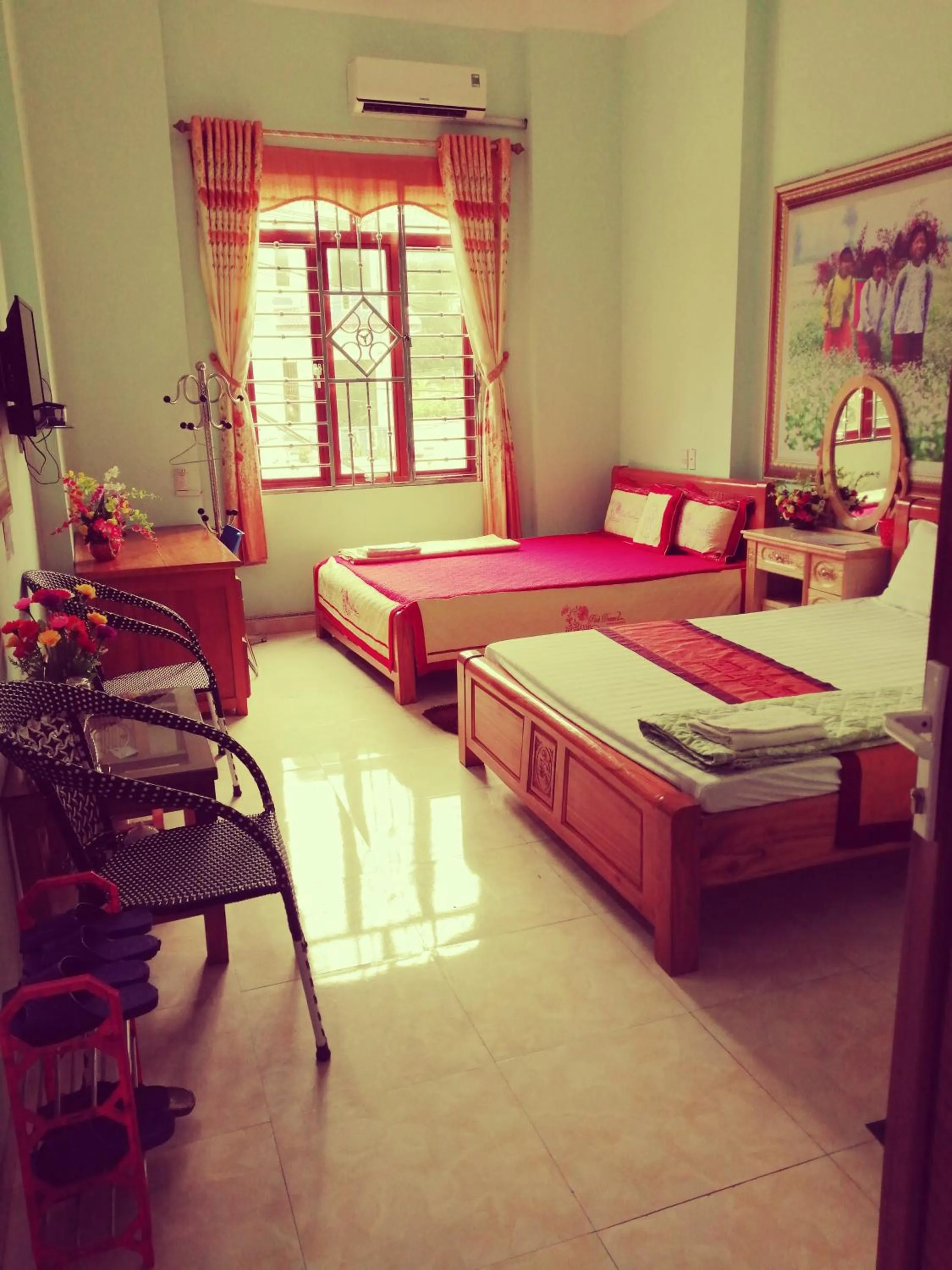 Bed in Yen Minh Hotel Thien An