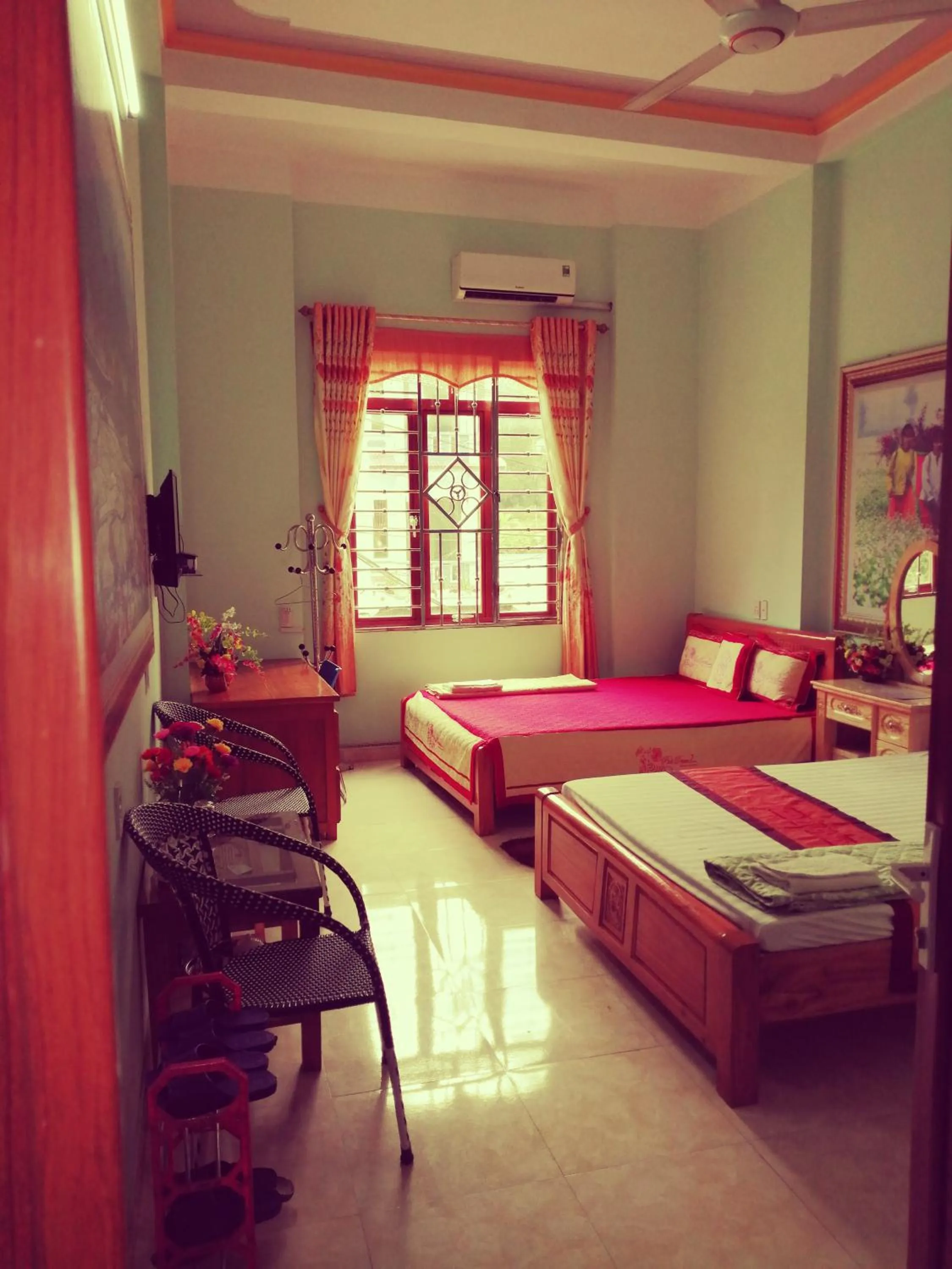 Bed in Yen Minh Hotel Thien An