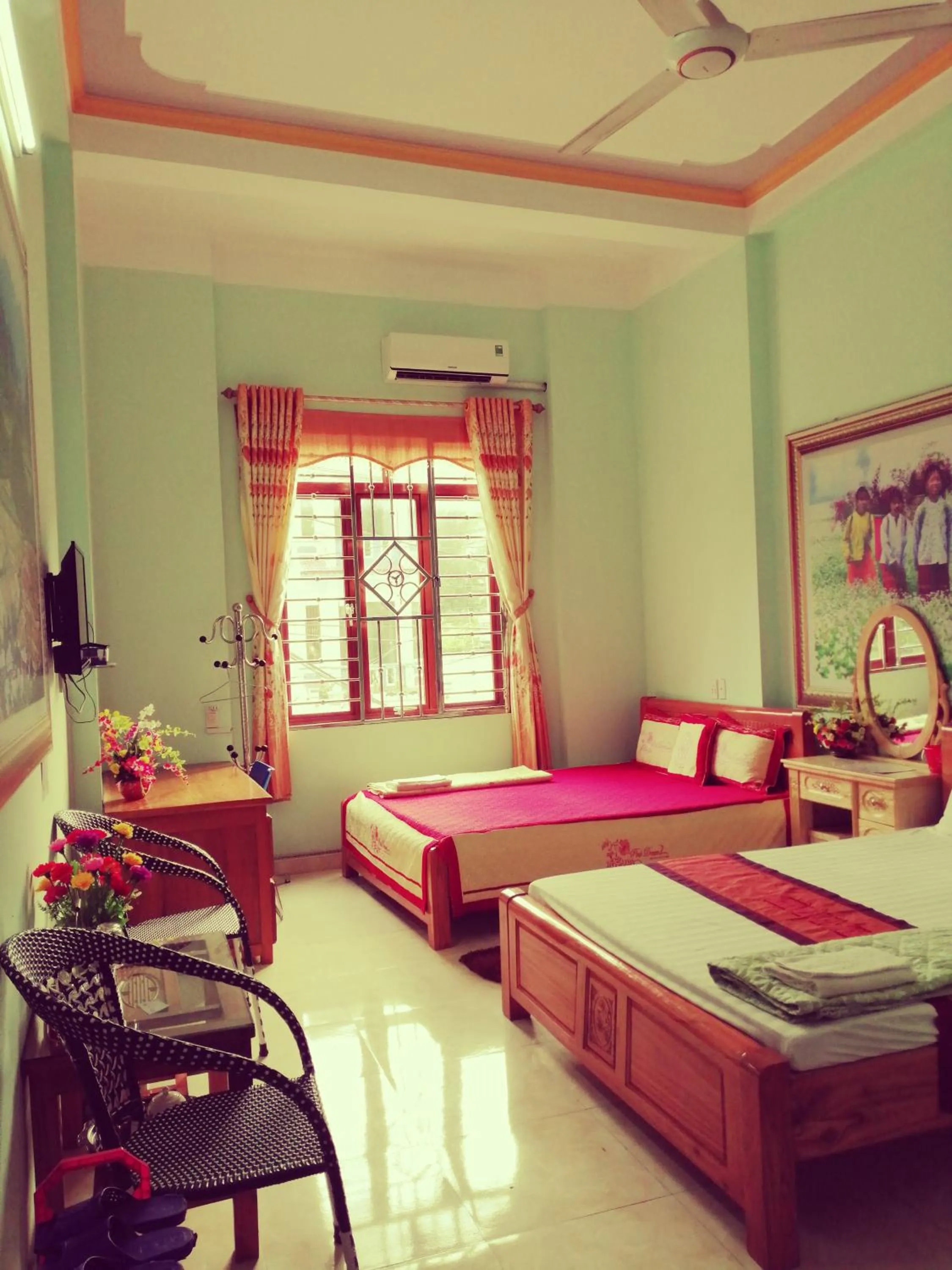 Bed in Yen Minh Hotel Thien An