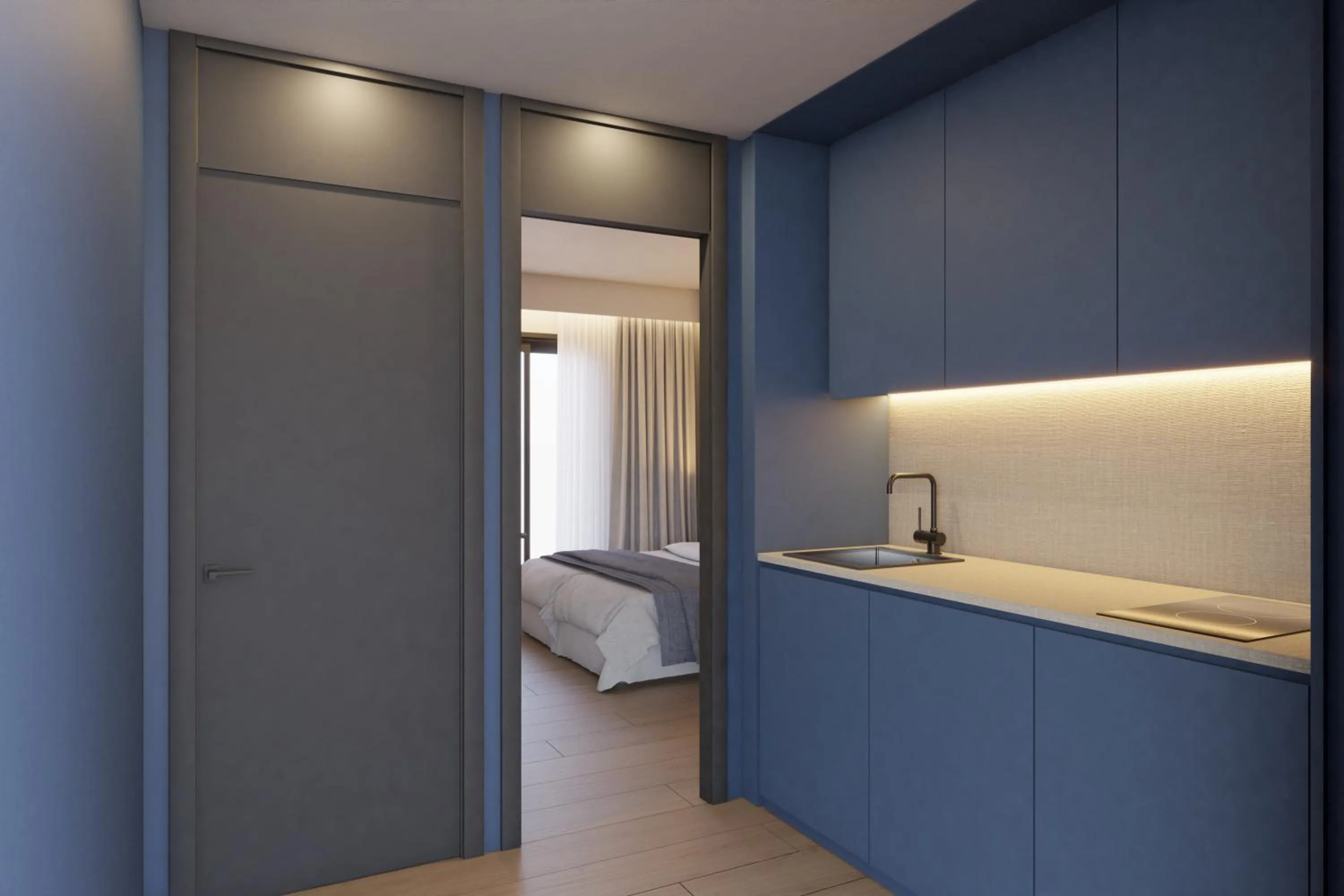 kitchen, Bed in Hotel Lis Mallorca