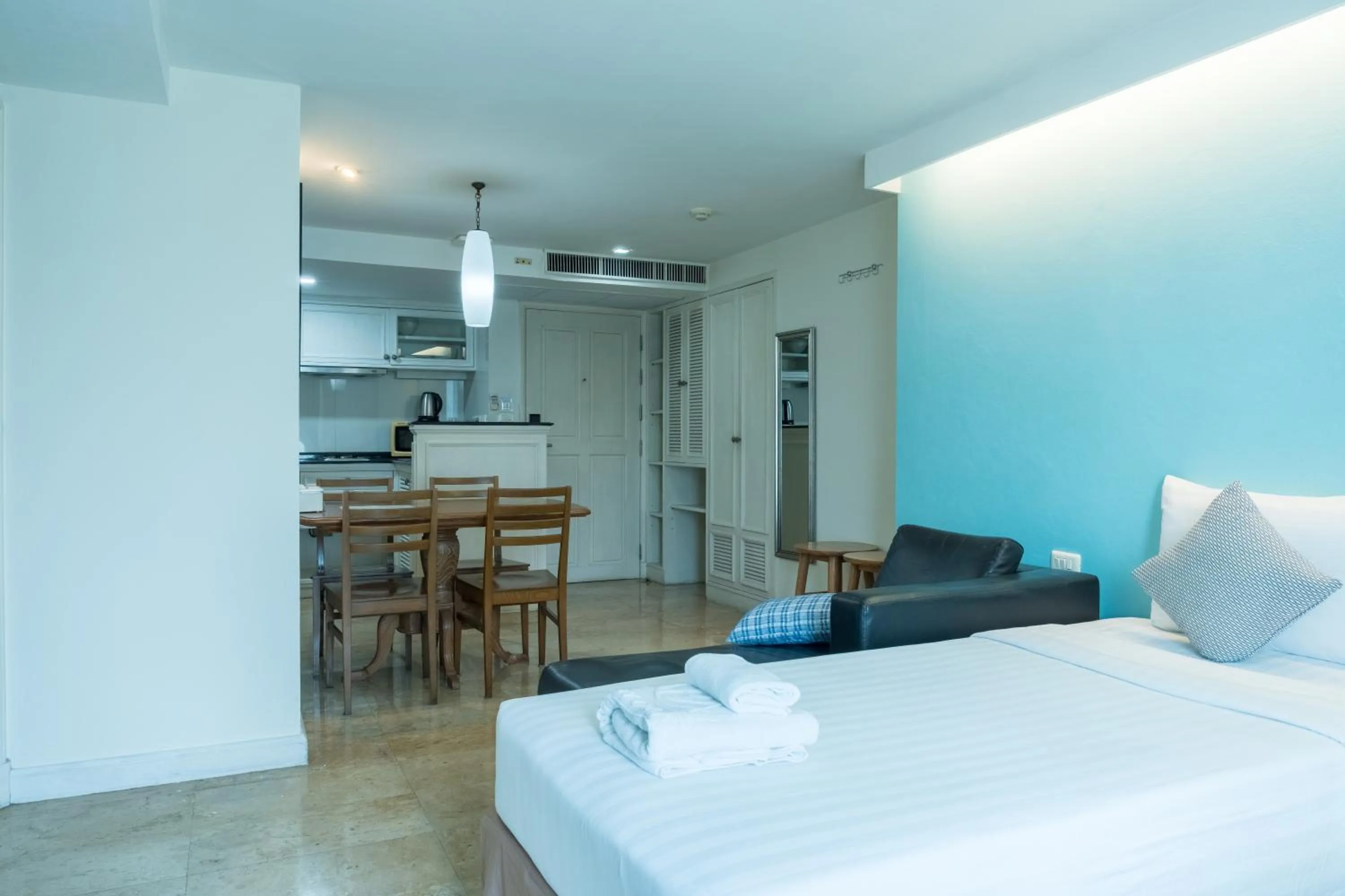 Living room, Bed in Sabai Sathorn Service Apartment