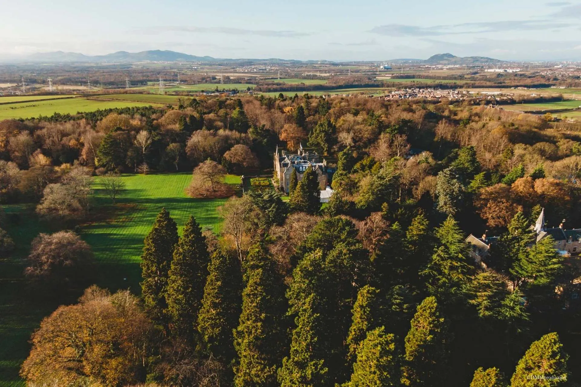 Bird's eye view in Carberry Tower Mansion House and Estate