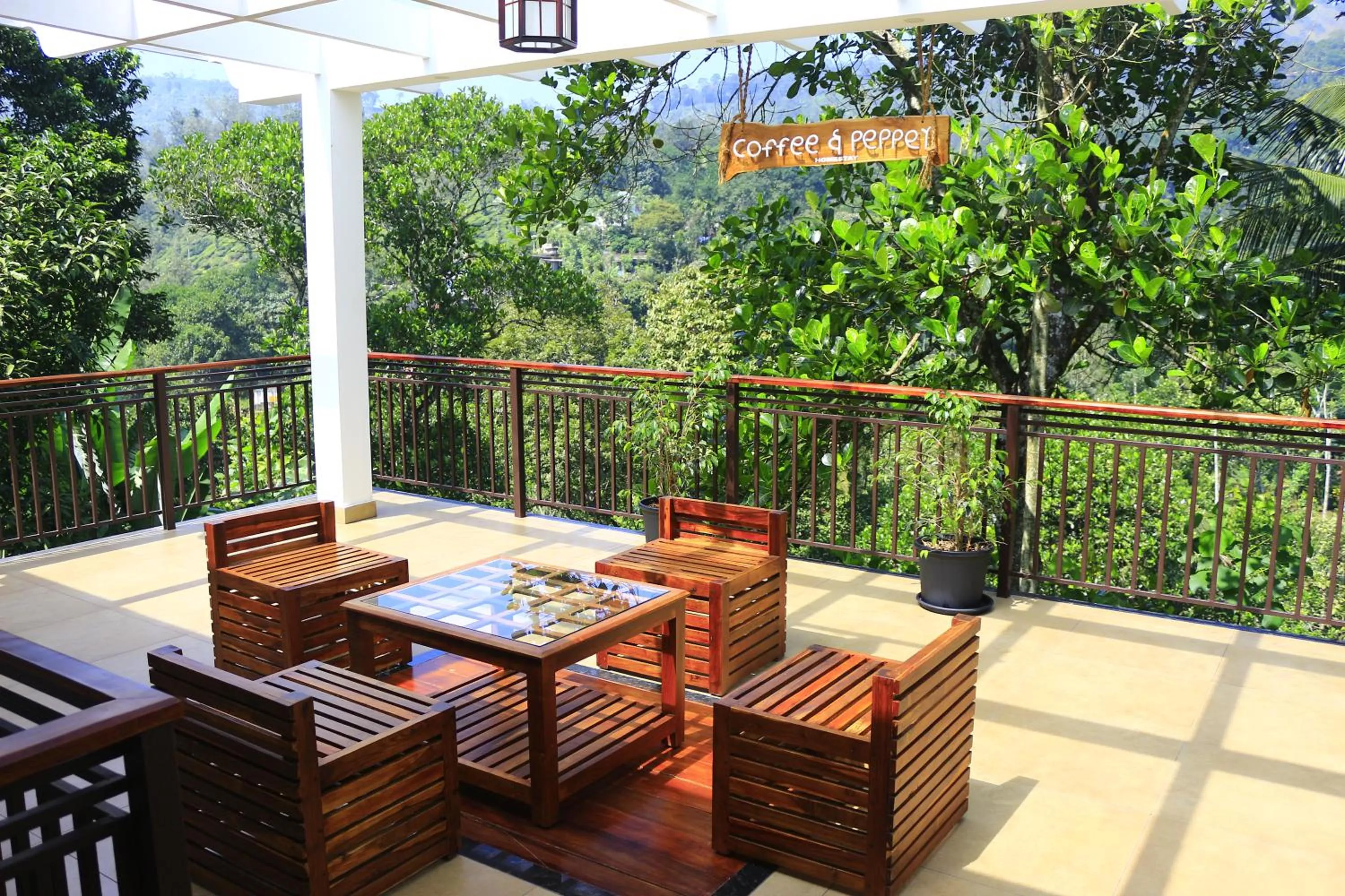 Balcony/Terrace in Coffee and Pepper Plantation Homestay