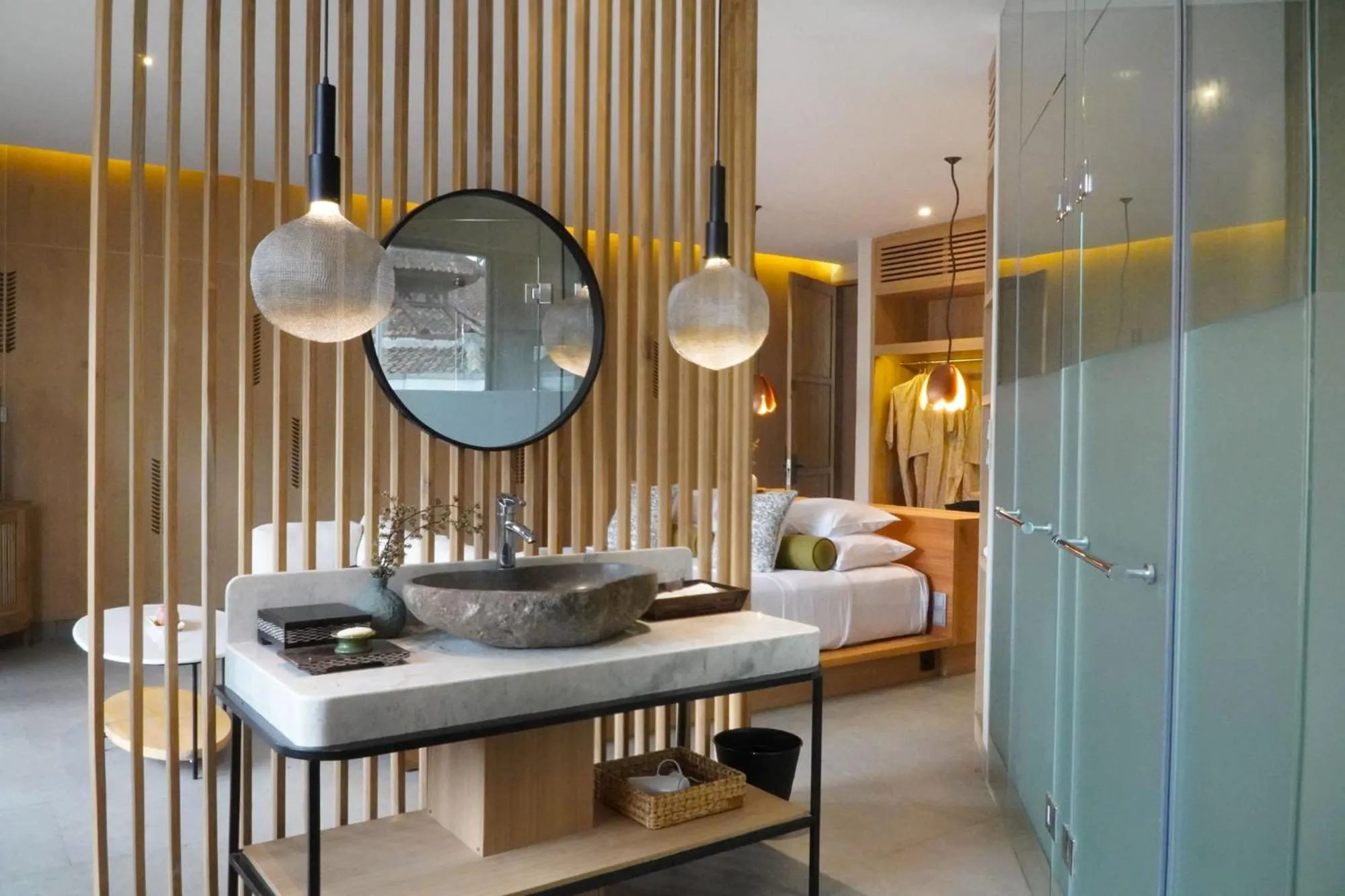 Bathroom, Bed in Novus Giri Resort & Spa