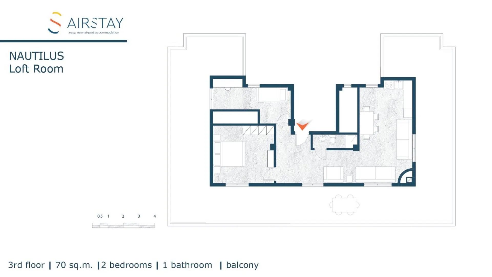 Floor plan in Nautilus Apartments Airport by Airstay