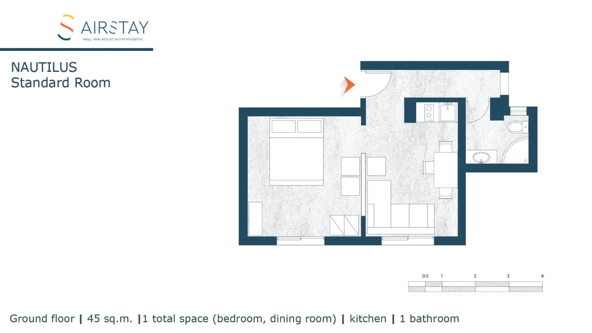 Floor plan in Nautilus Apartments Airport by Airstay