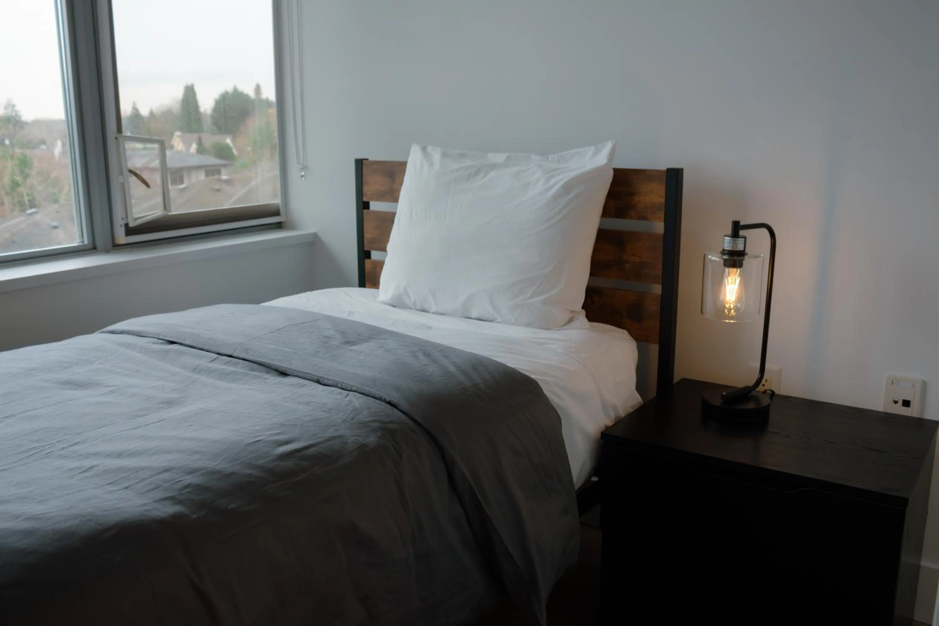 Photo of the whole room, Bed in Carey Centre on UBC campus