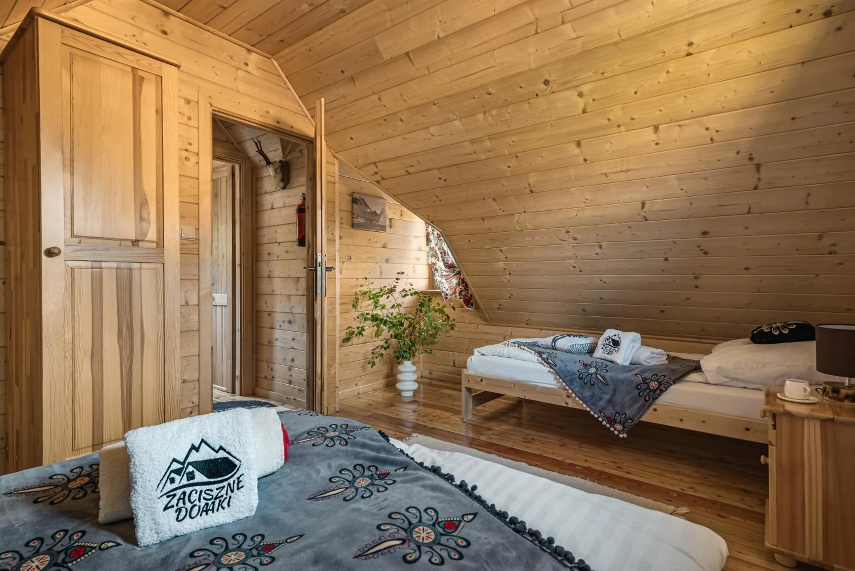 Bed in Zaciszne Domki w Kluszkowcach z Sauną i Balią