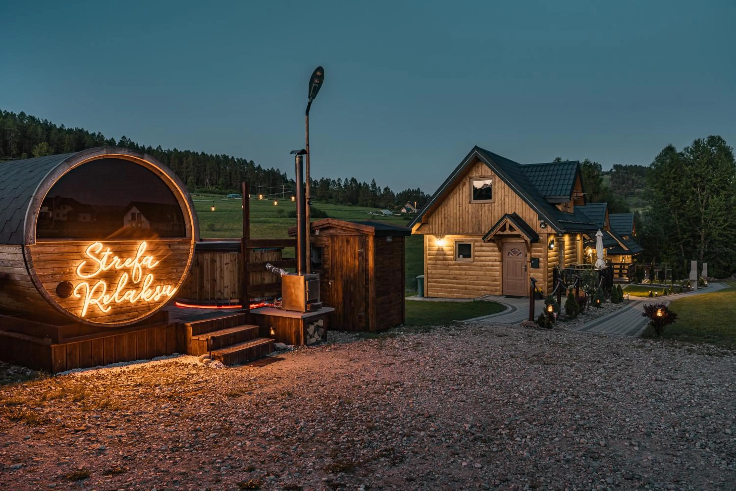 Night in Zaciszne Domki w Kluszkowcach z Sauną i Balią