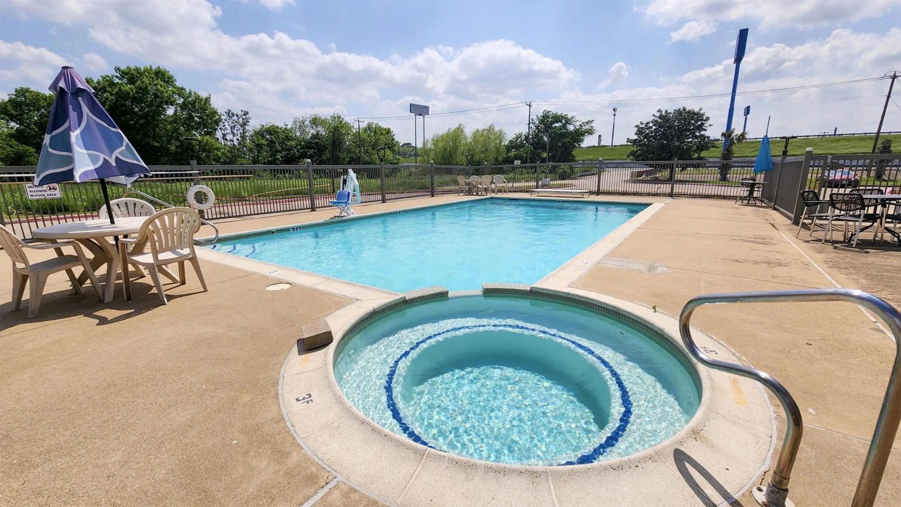 Pool view in Motel 6-Ennis, TX