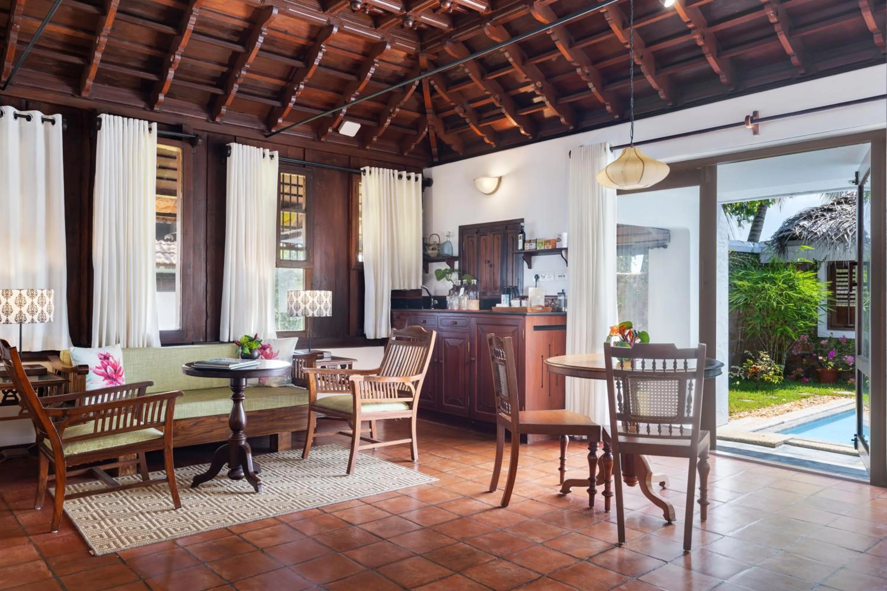 Living room in Coconut Lagoon Kumarakom - A CGH Earth Experience