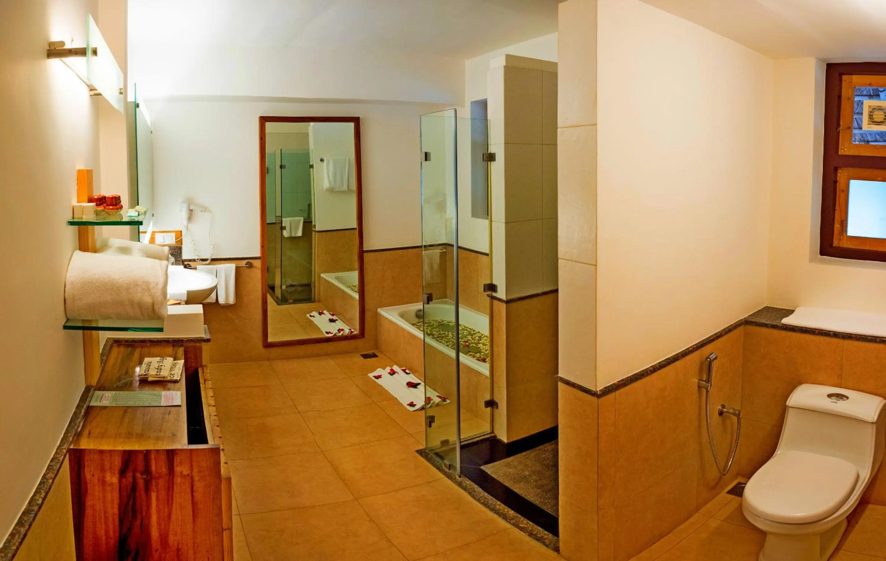 Bathroom, Bed in Spice Village Thekkady - A CGH Earth Experience