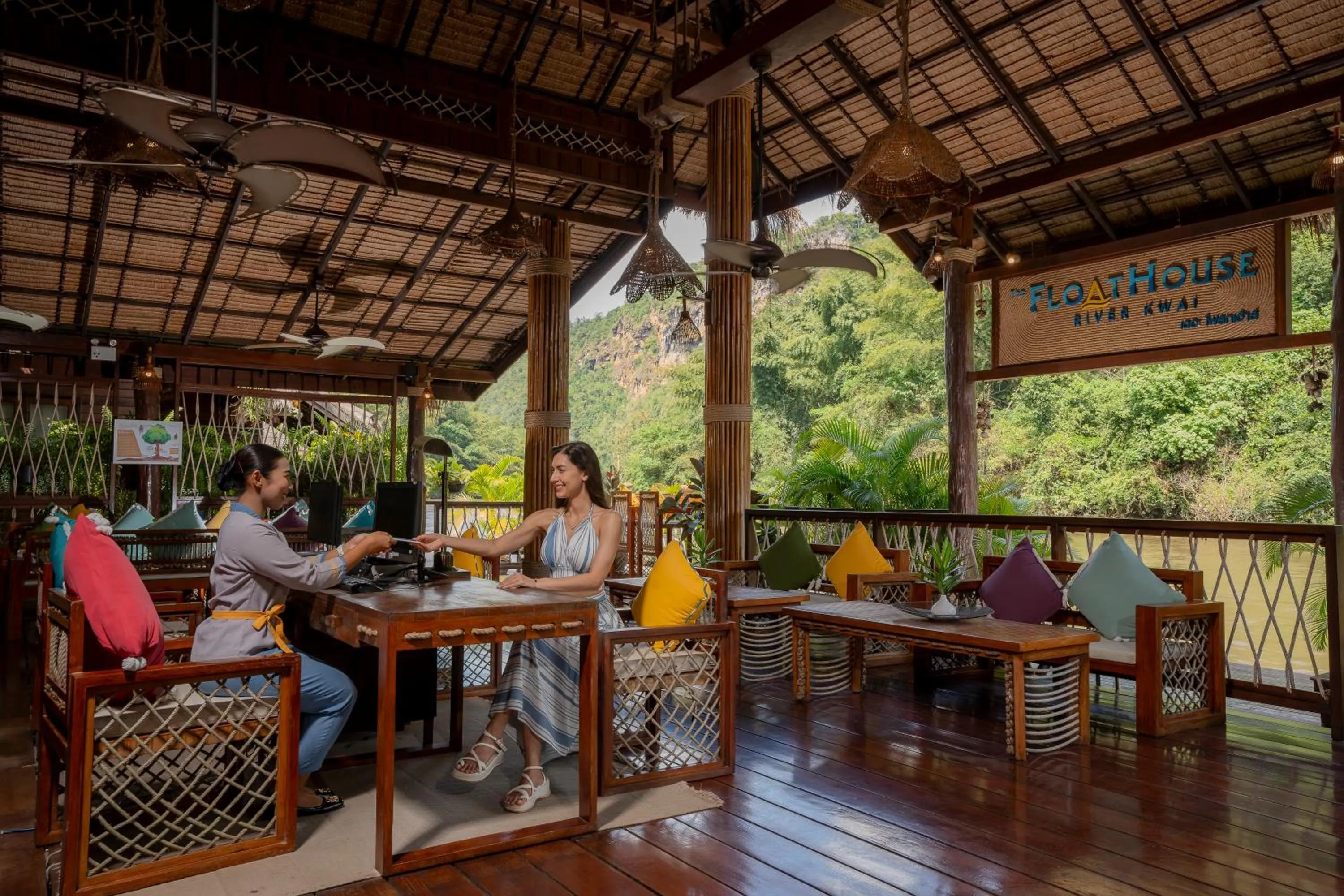 Lobby or reception in The Float House River Kwai