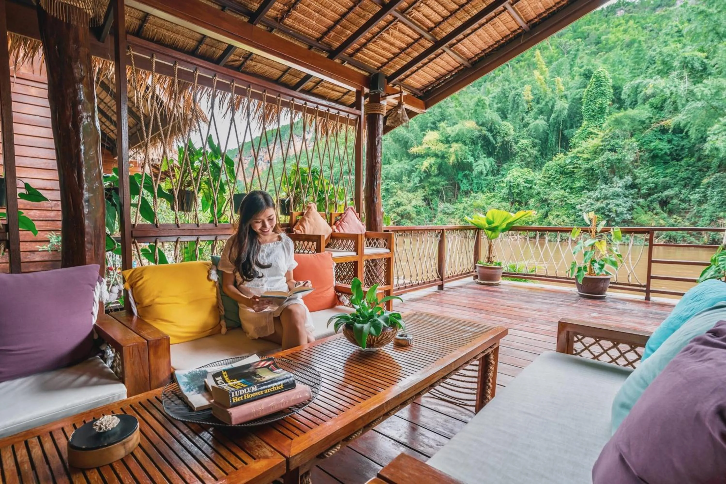 Lobby or reception in The Float House River Kwai