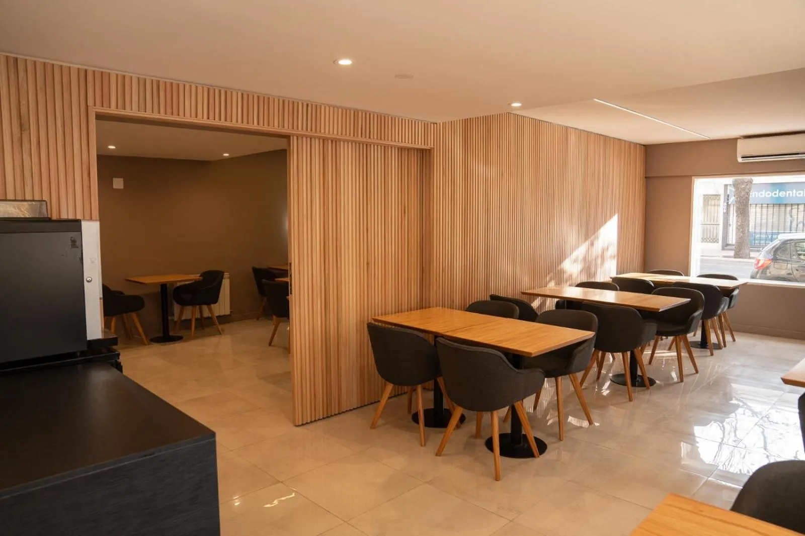 Seating area in Urbana Suites