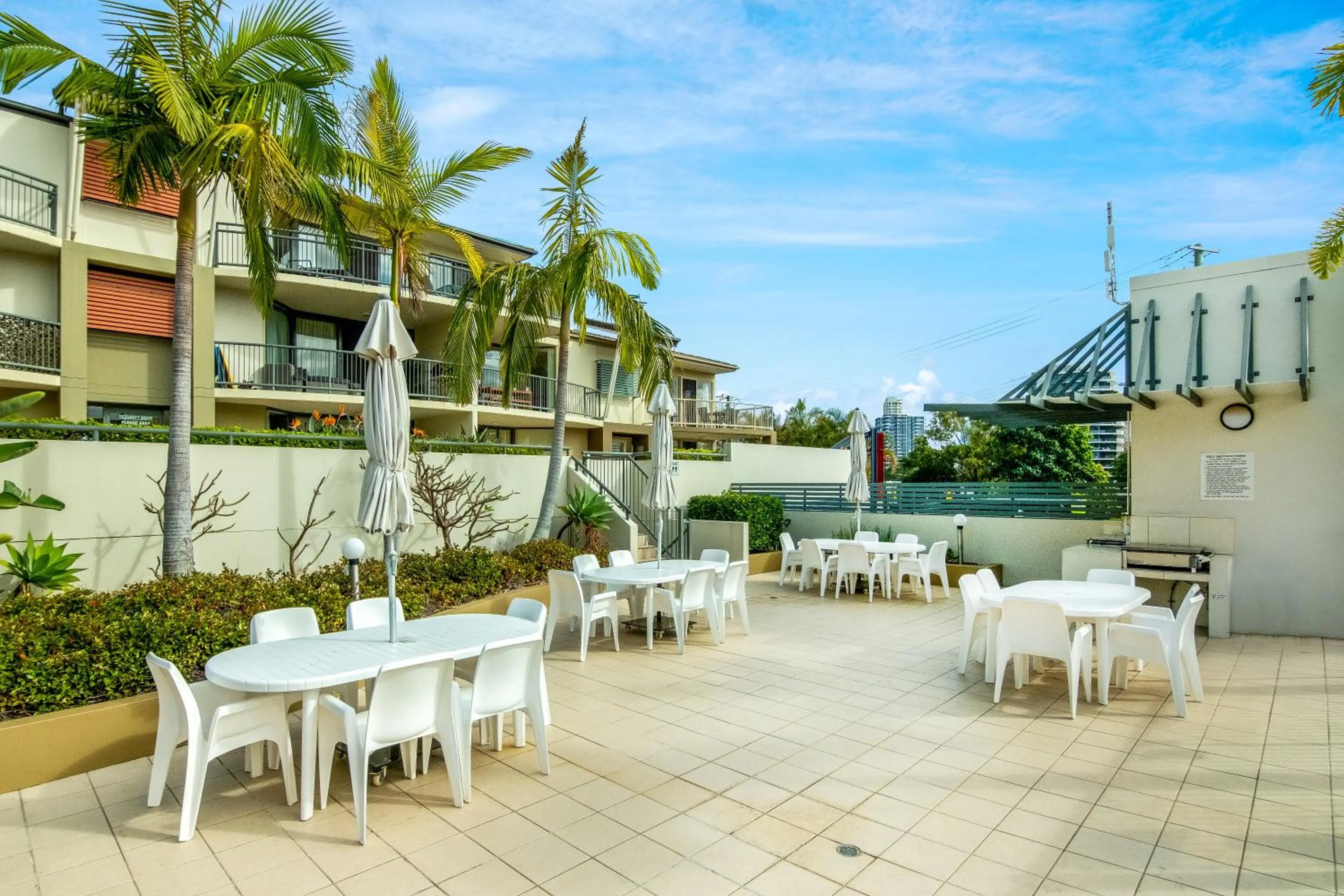 Property building in The Village Holiday Apartments at Burleigh Heads