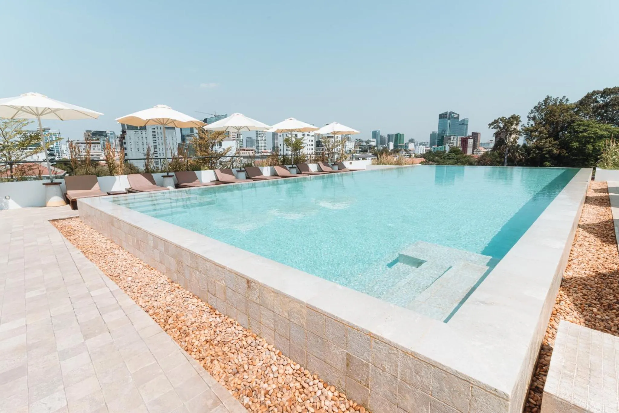 Pool view in Penh House Hotel