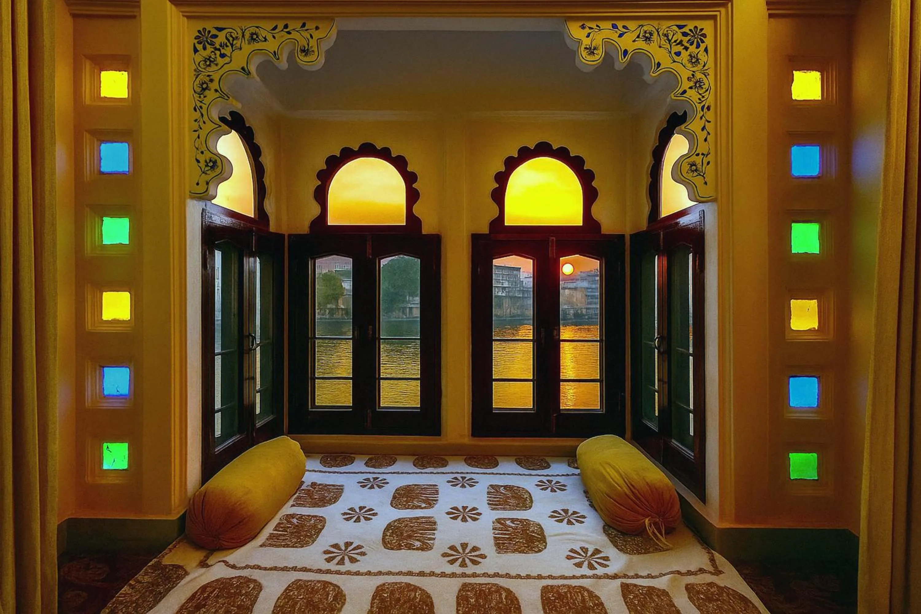 Lake view, Bed in THAMLA HAVELI - Heritage Lake View Hotel