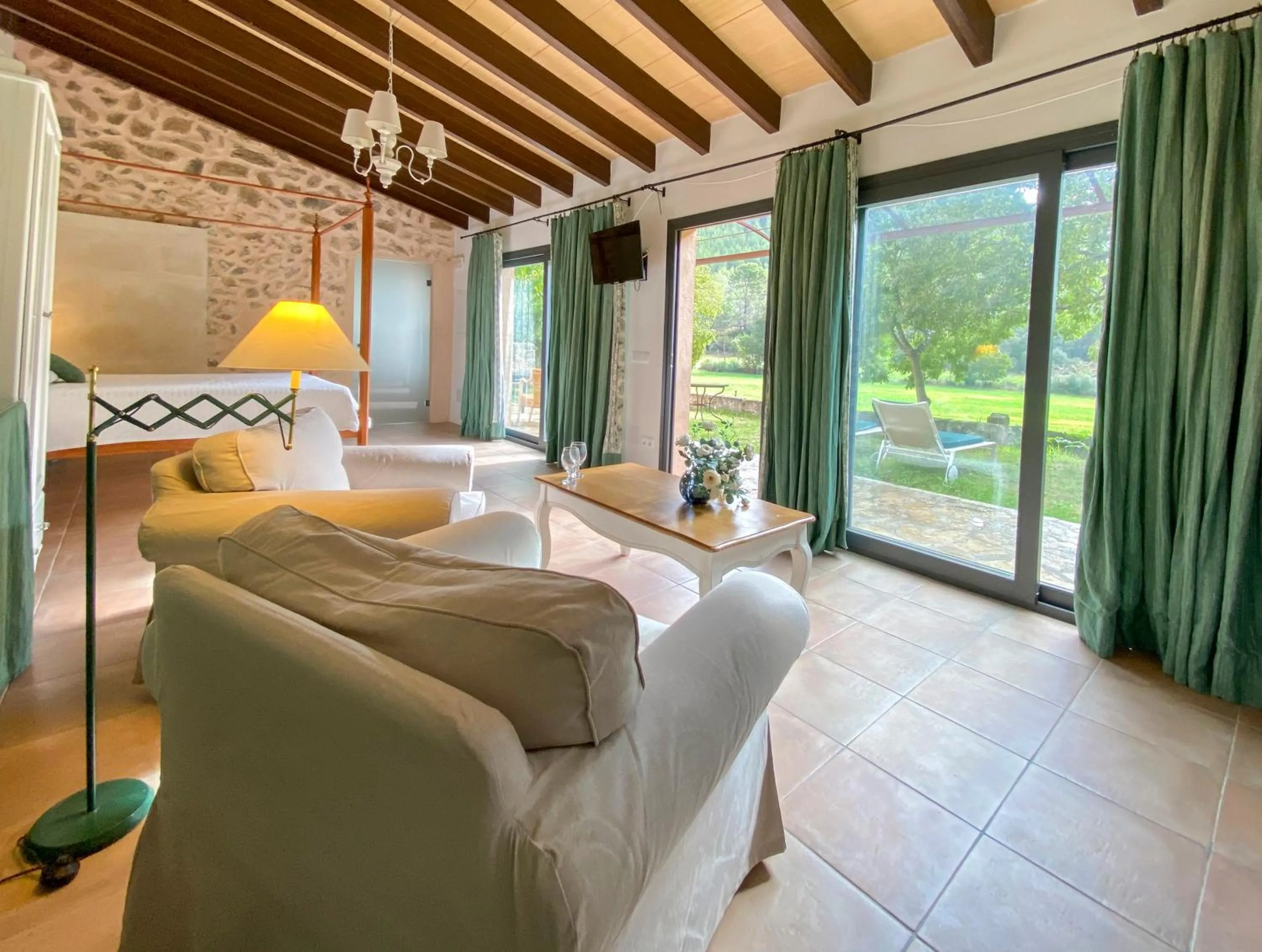 Garden view, Bed in Finca Son Pont