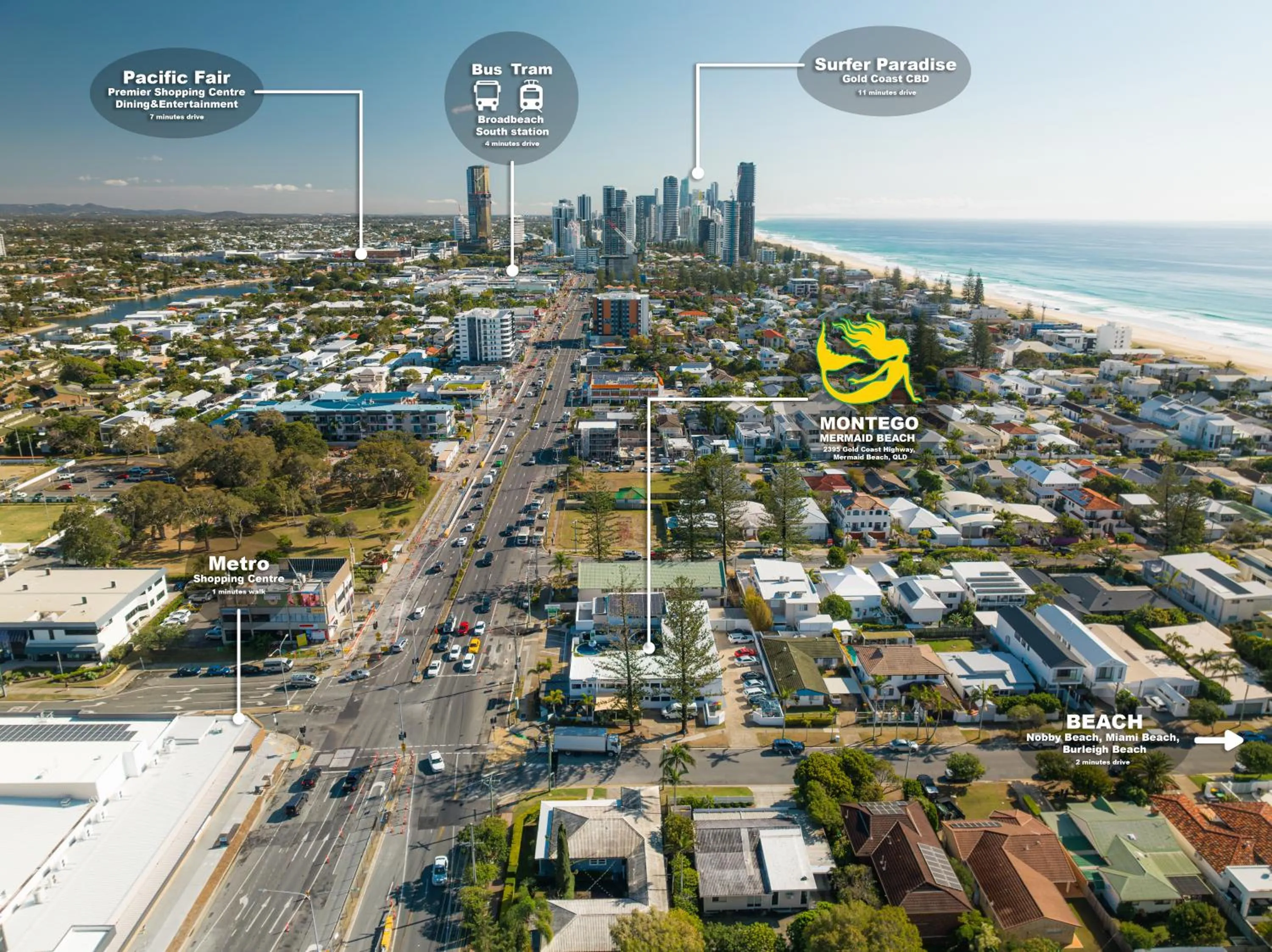 Location in Montego Mermaid Beach Motel