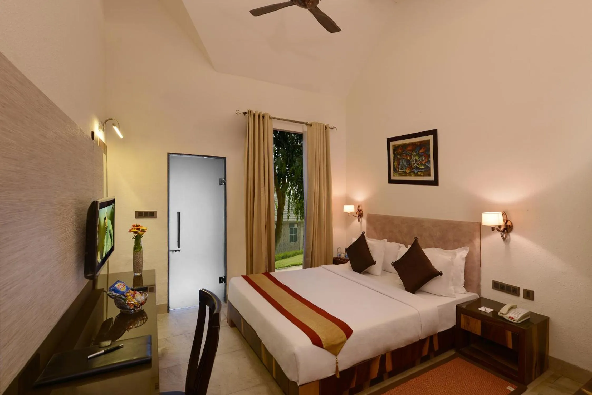 Photo of the whole room, Bed in Shri Radha Brij Vasundhara Resort & Spa