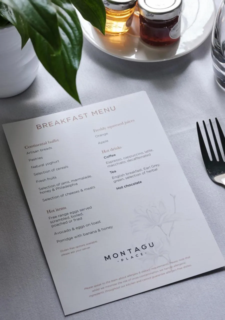 Continental breakfast in Montagu Place Hotel