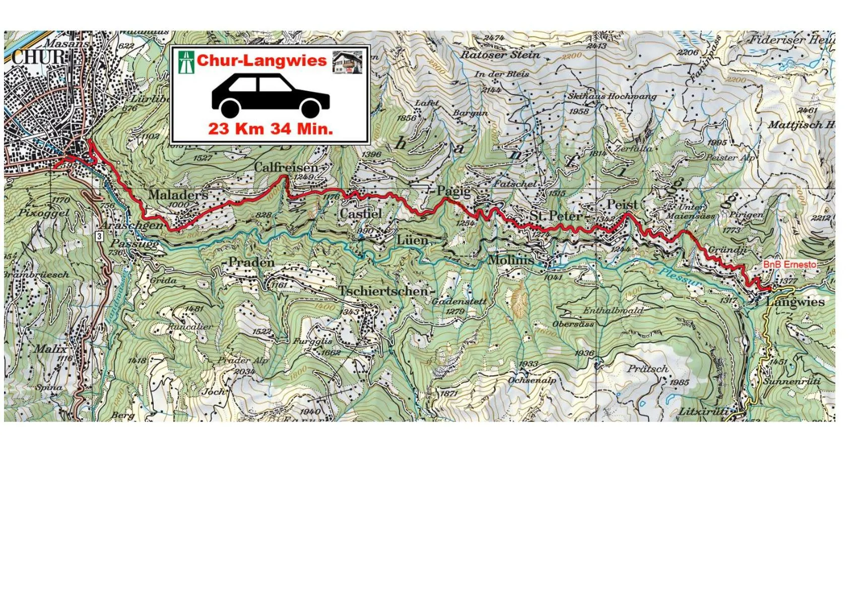 Bird's eye view in BnB Ernesto Langwies - NOT Davos