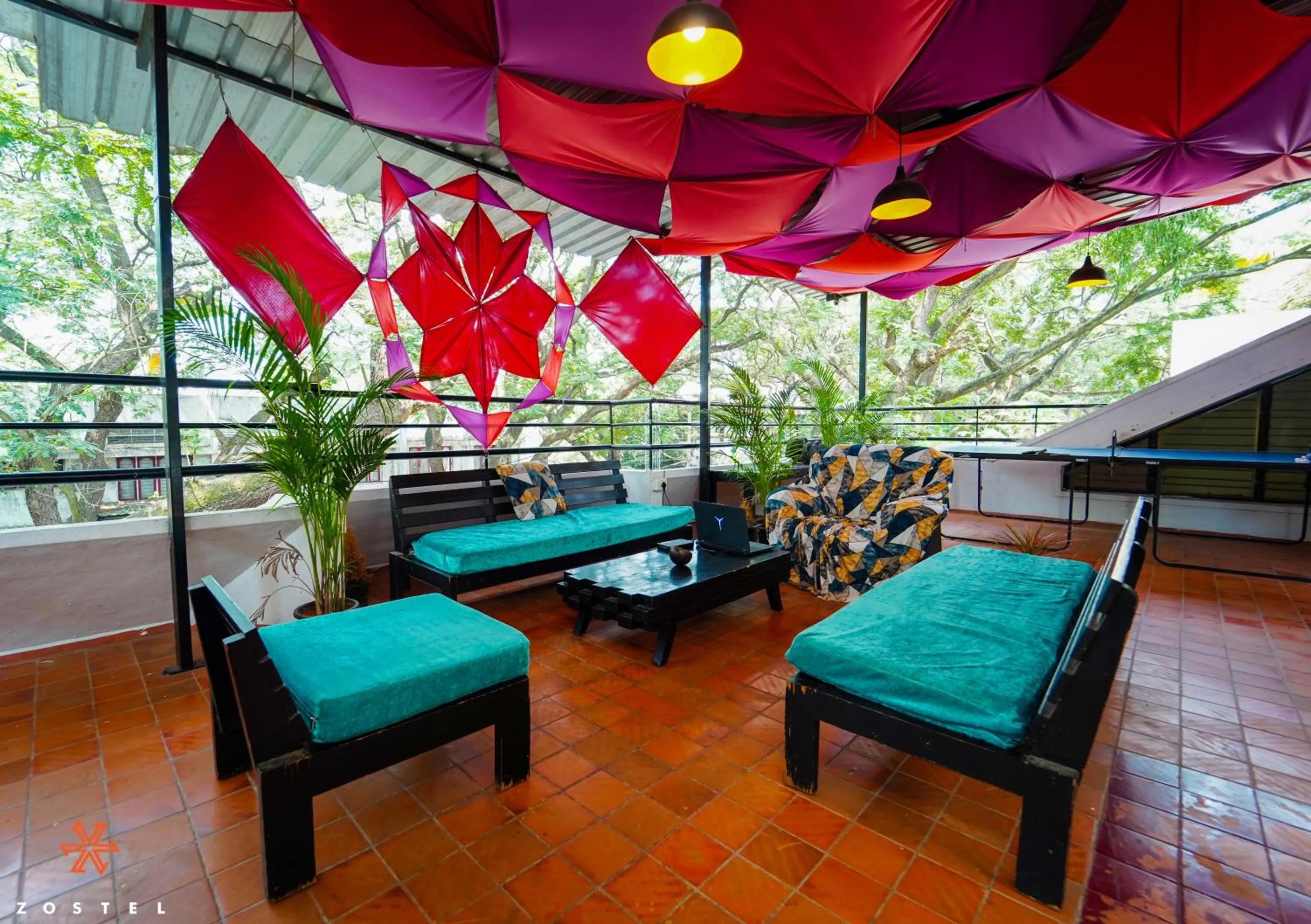Balcony/Terrace in Zostel Mysore