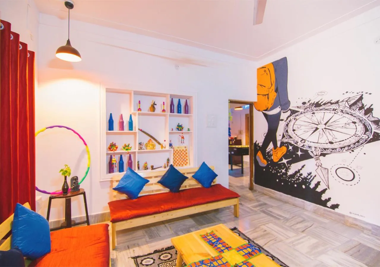 Seating area in Zostel Mysore