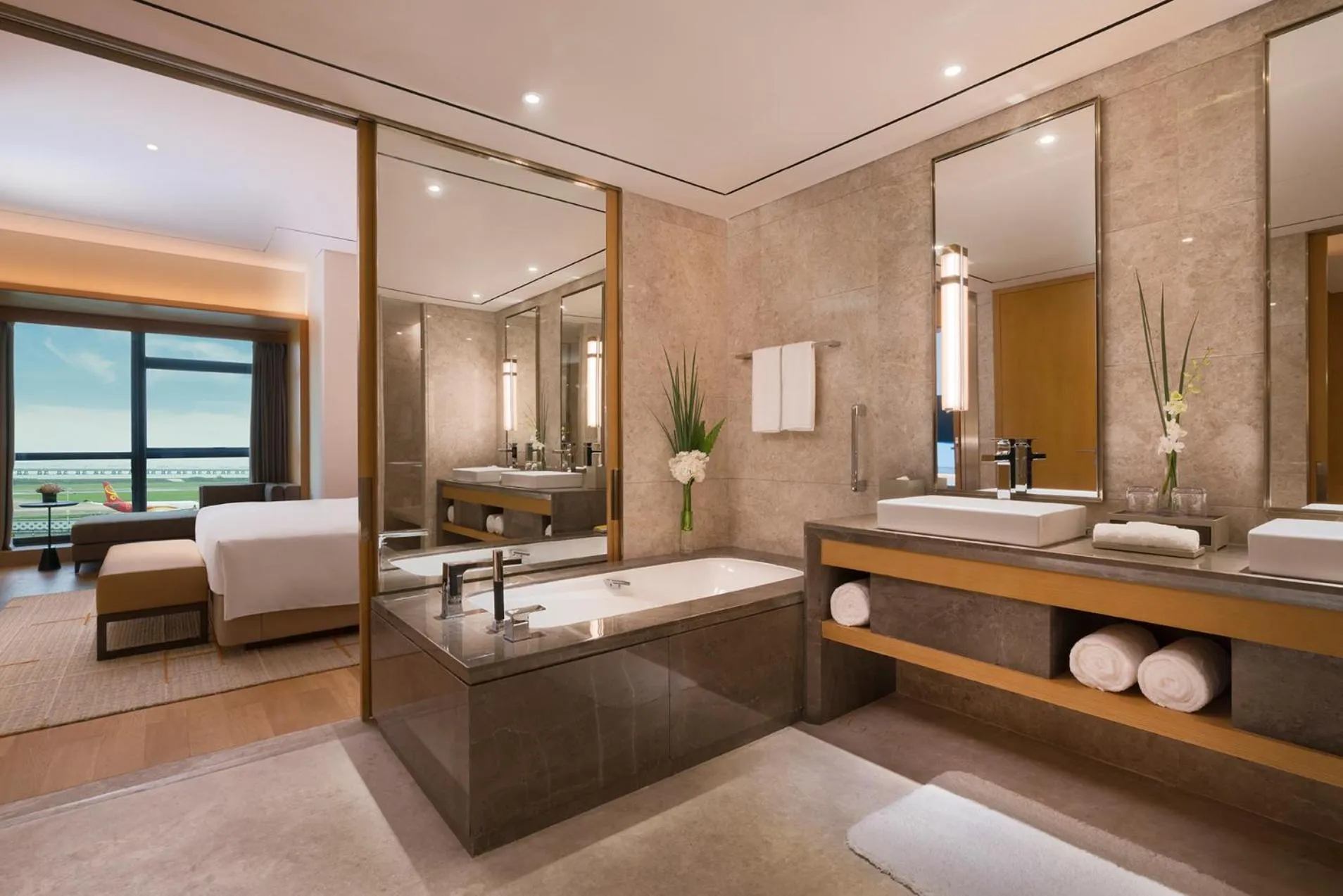 Bathroom, Bed in Hyatt Regency Shenzhen Airport