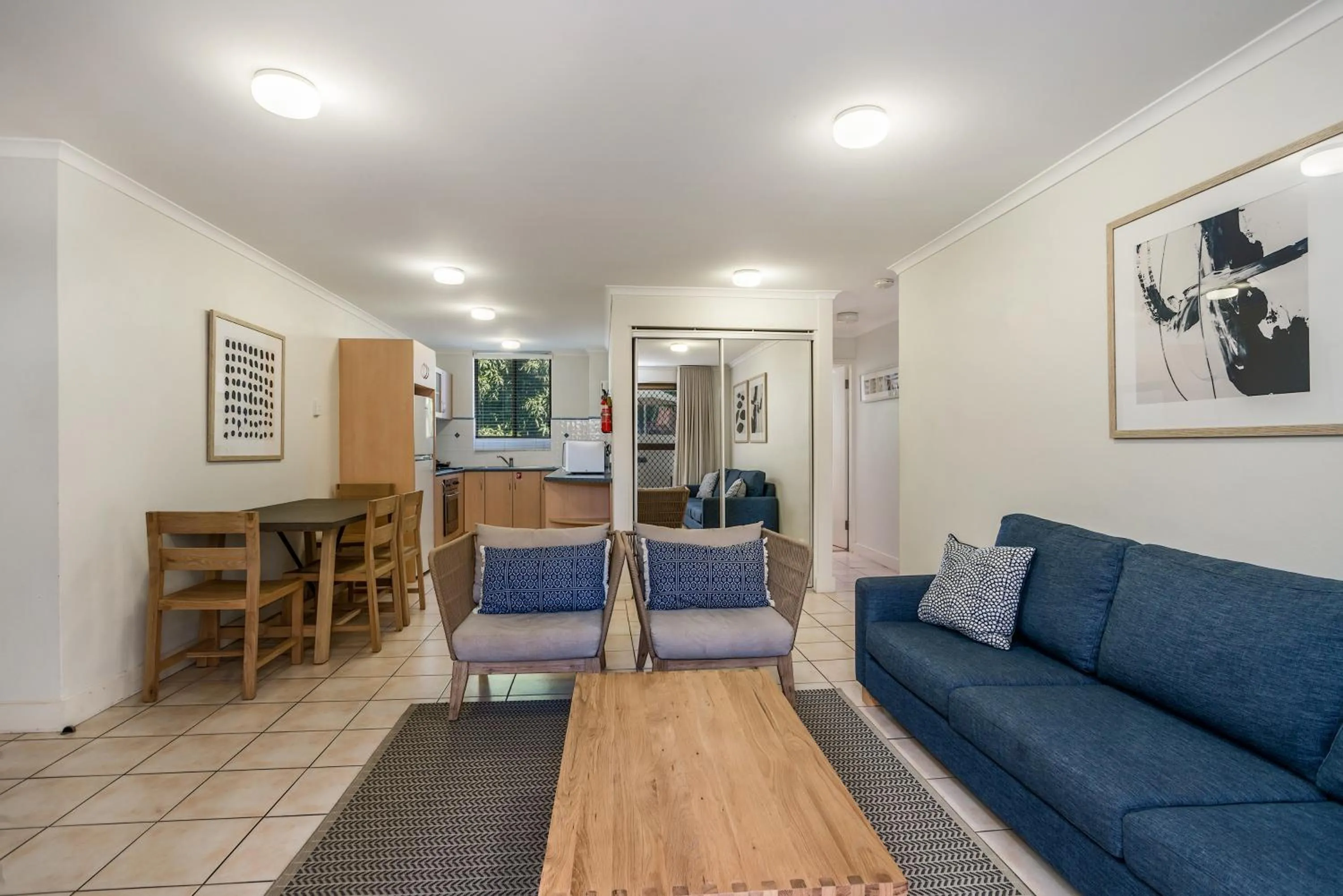 Living room in Bayview Beachfront Apartments, in town right on the beach