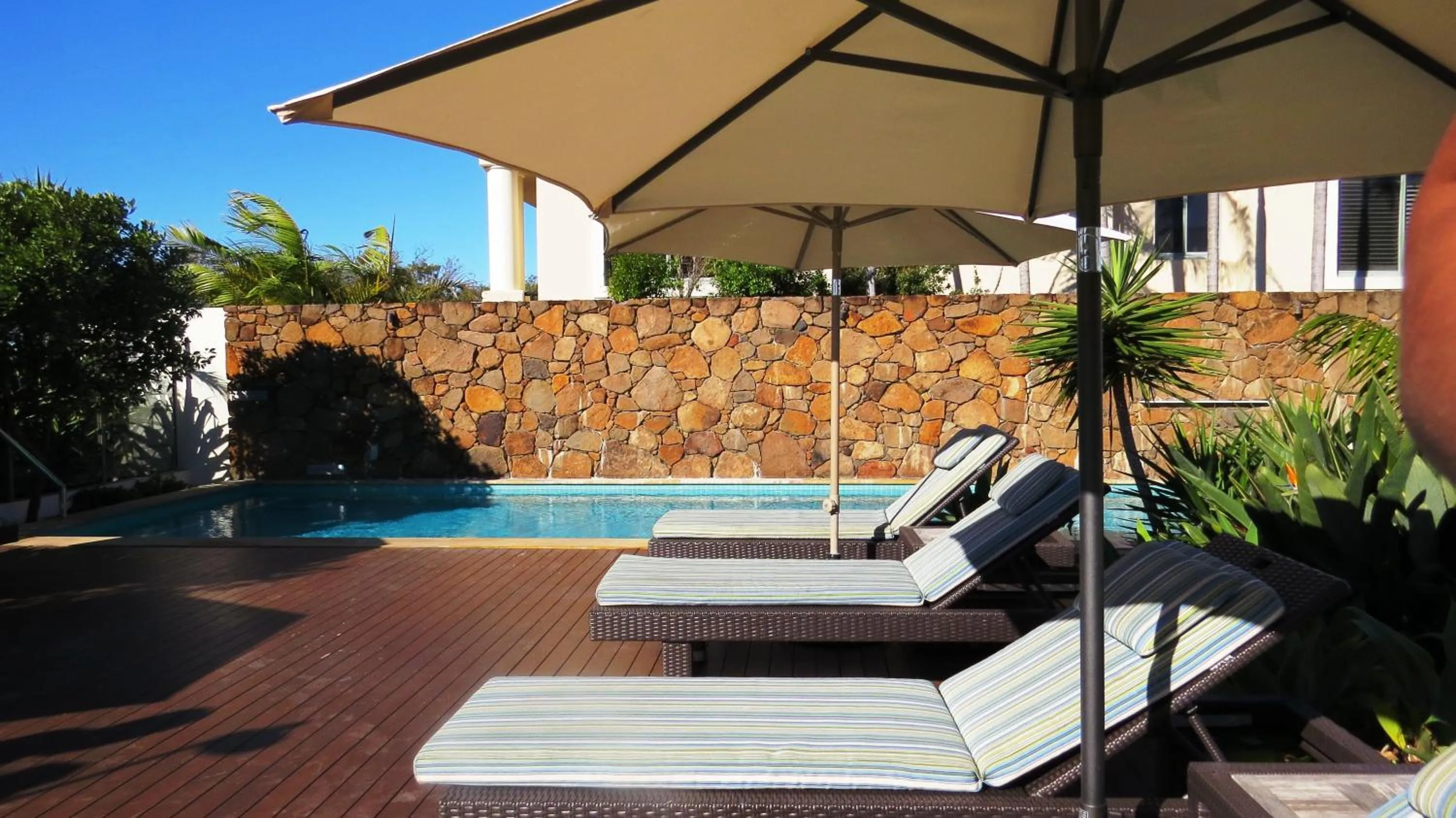 Swimming pool in Bayview Beachfront Apartments, in town right on the beach