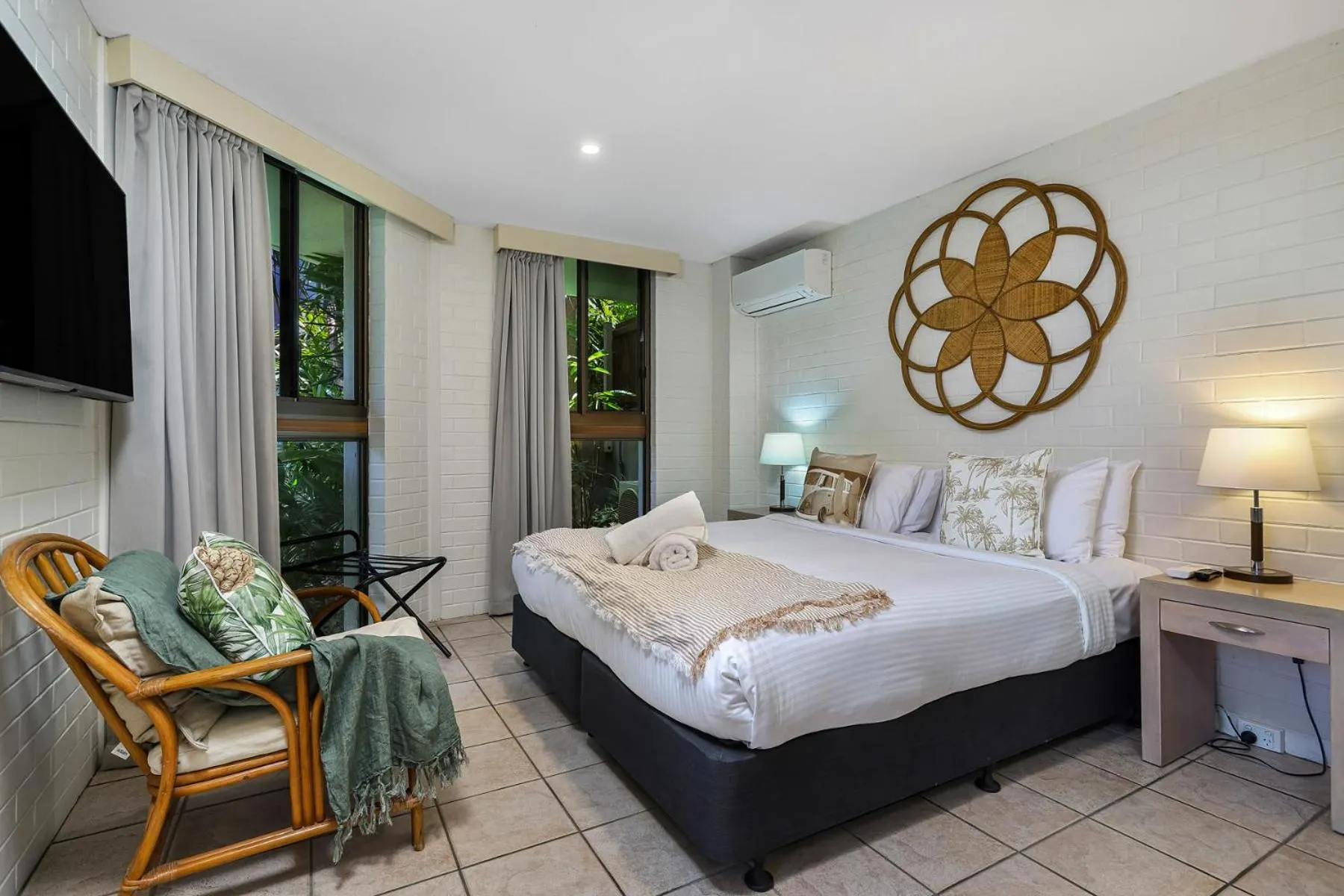 Bed in Bayview Beachfront Apartments, in town right on the beach