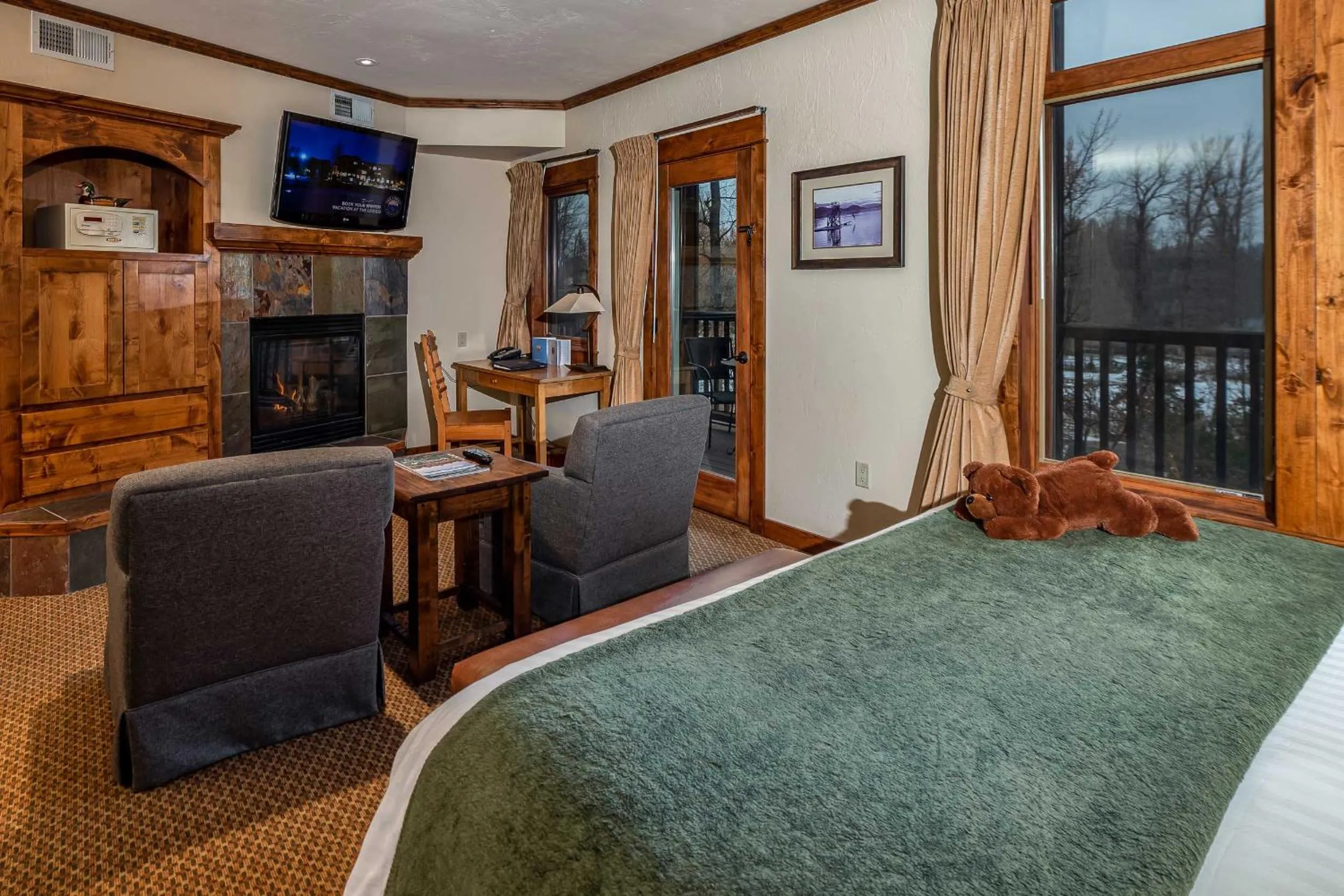 Bed in Lodge at Whitefish Lake