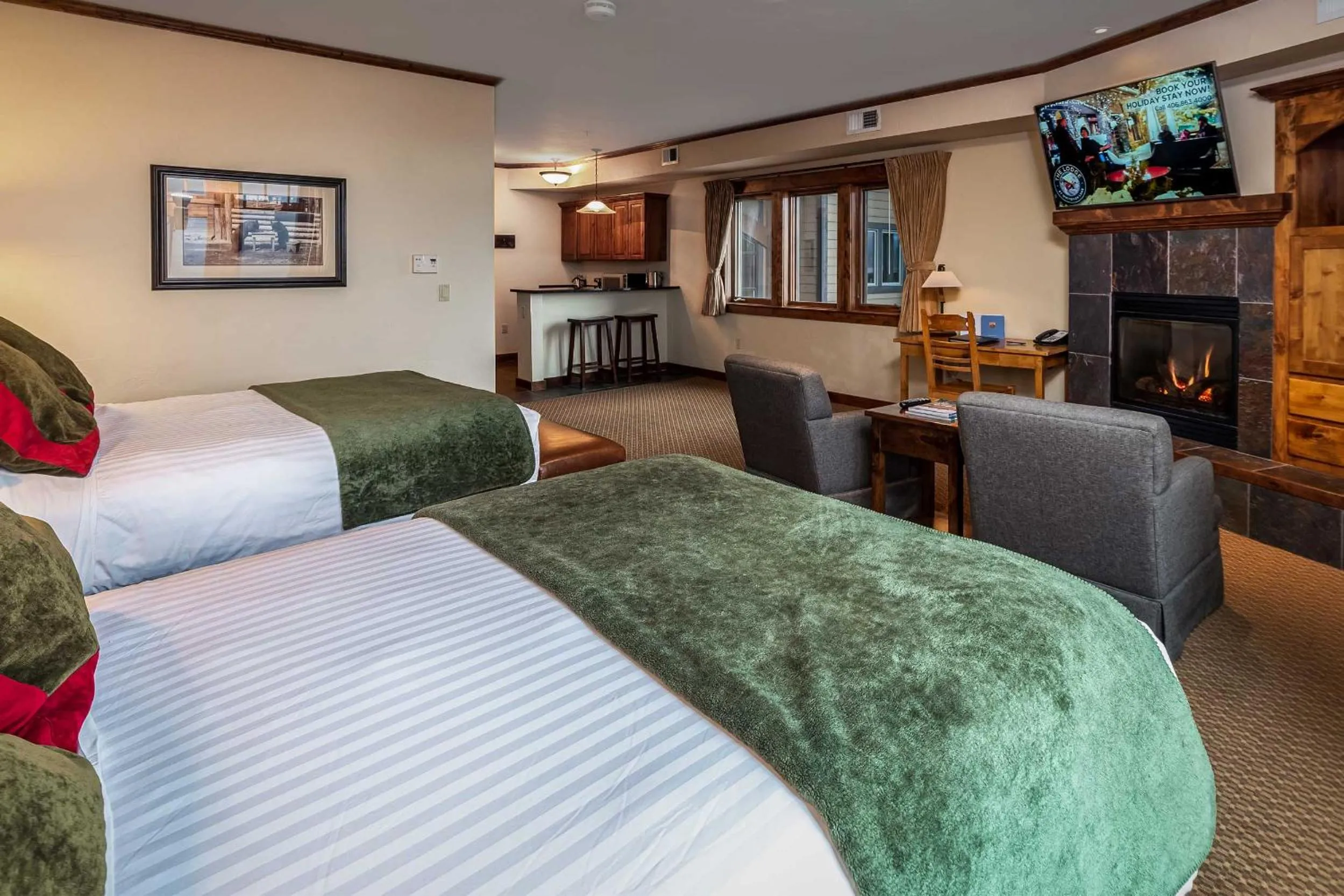 Bed in Lodge at Whitefish Lake