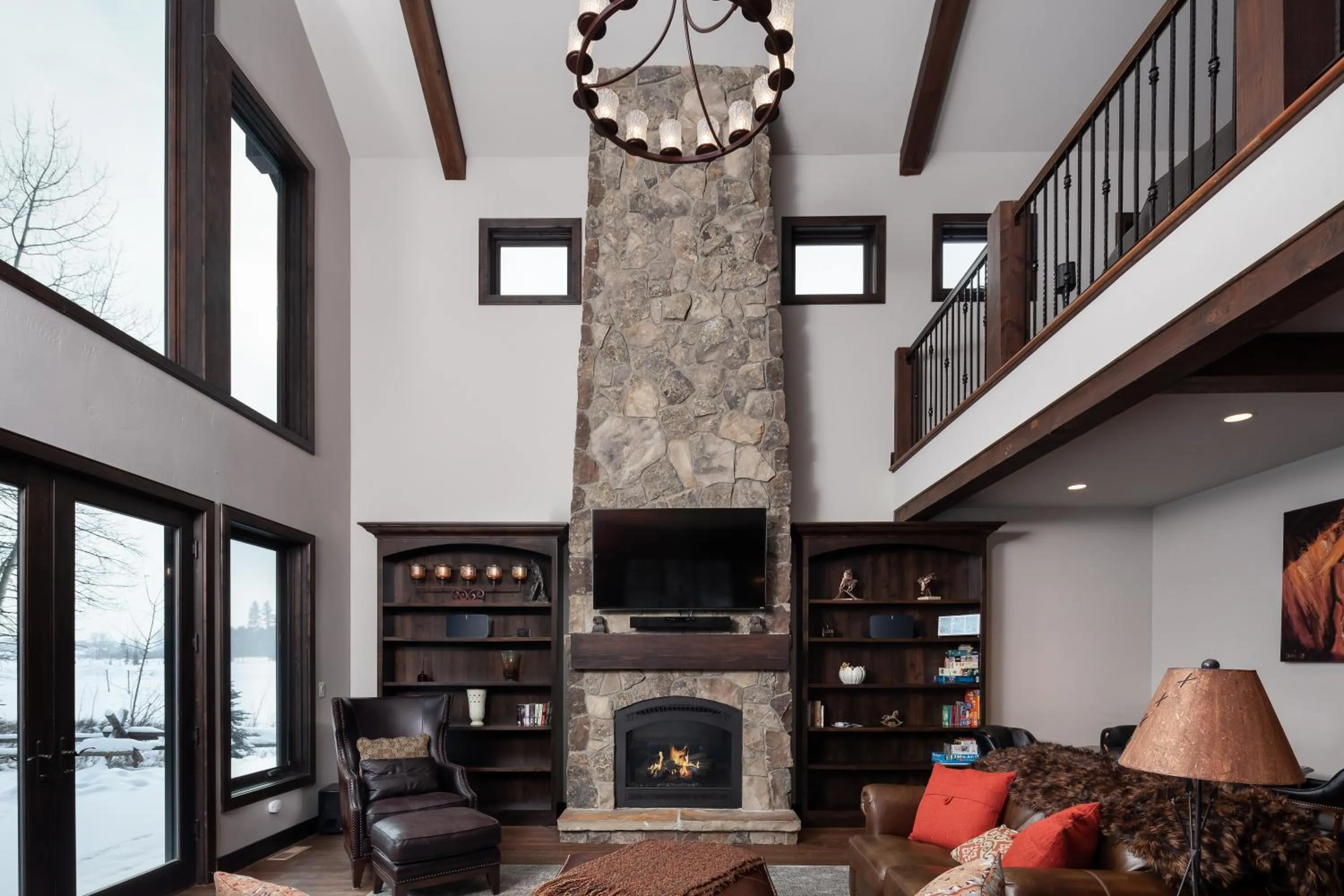 Living room in Lodge at Whitefish Lake