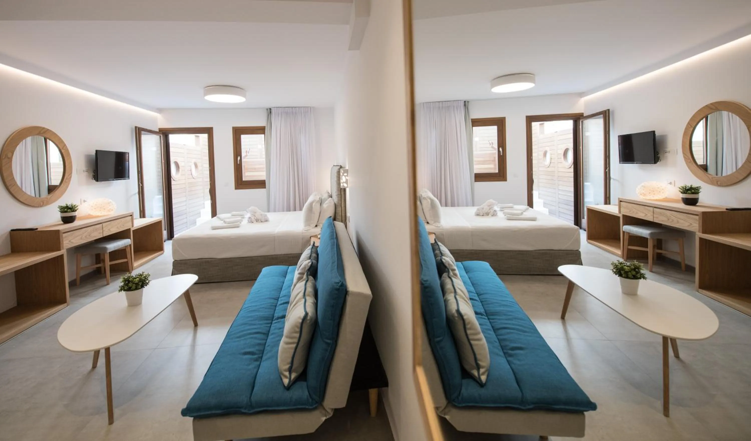 Seating area, Bed in Natura Luxury Boutique Hotel Skopelos
