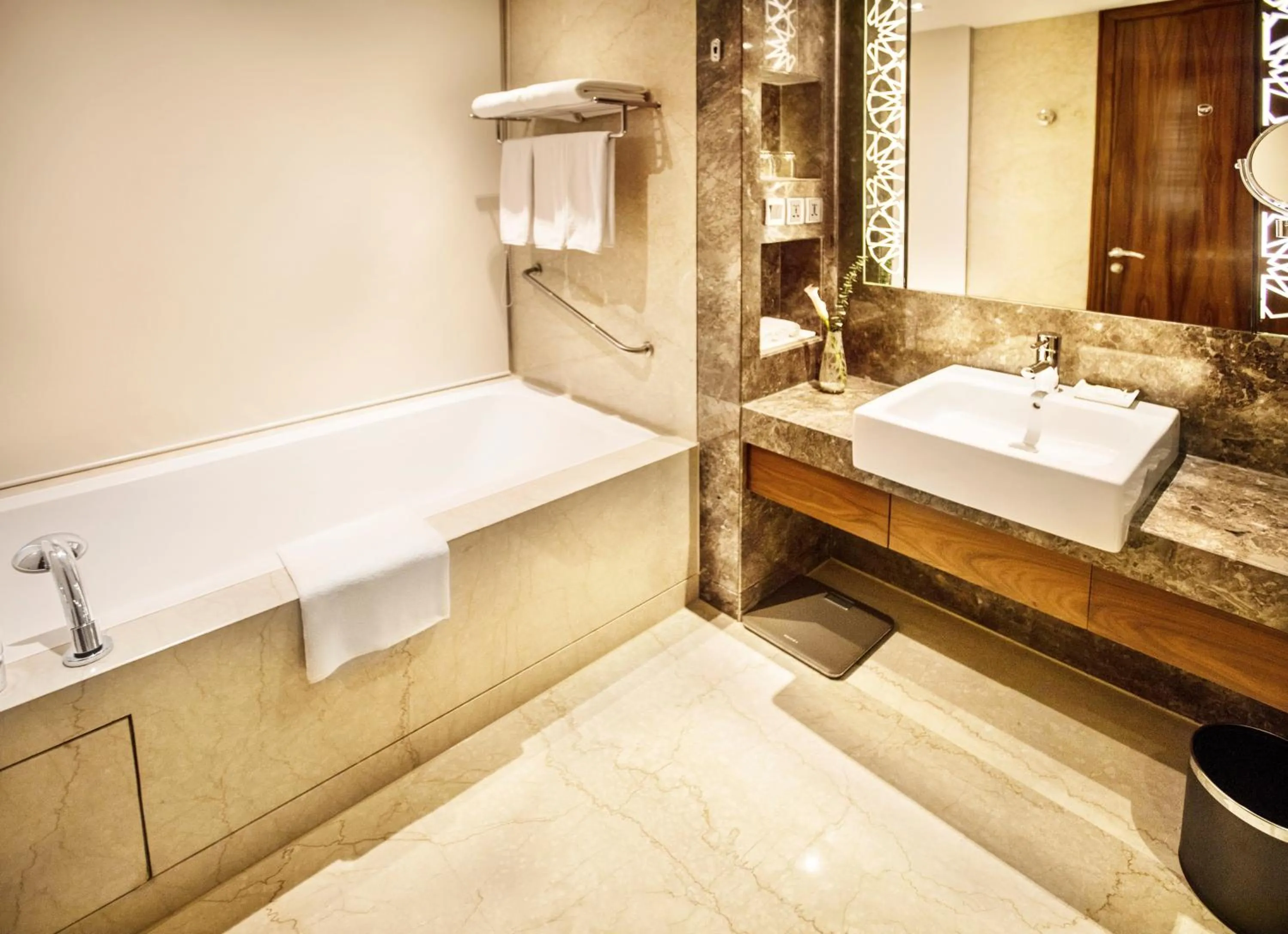 Bathroom, Bed in Crowne Plaza New Delhi Rohini by IHG