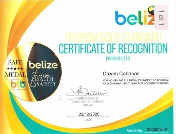 Certificate/Award in DreamCabanas