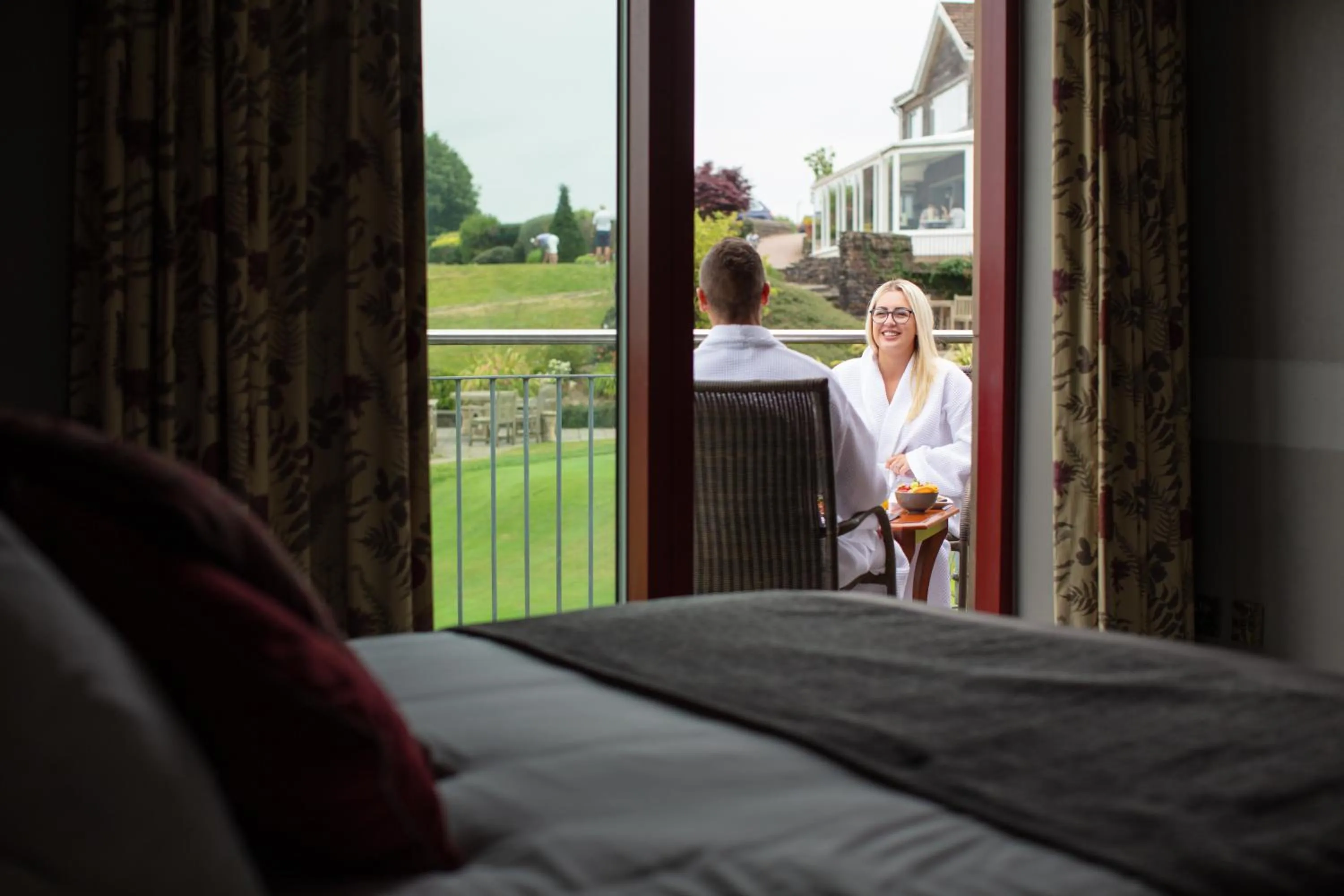 Balcony/Terrace, Bed in Bryn Meadows Golf, Hotel & Spa