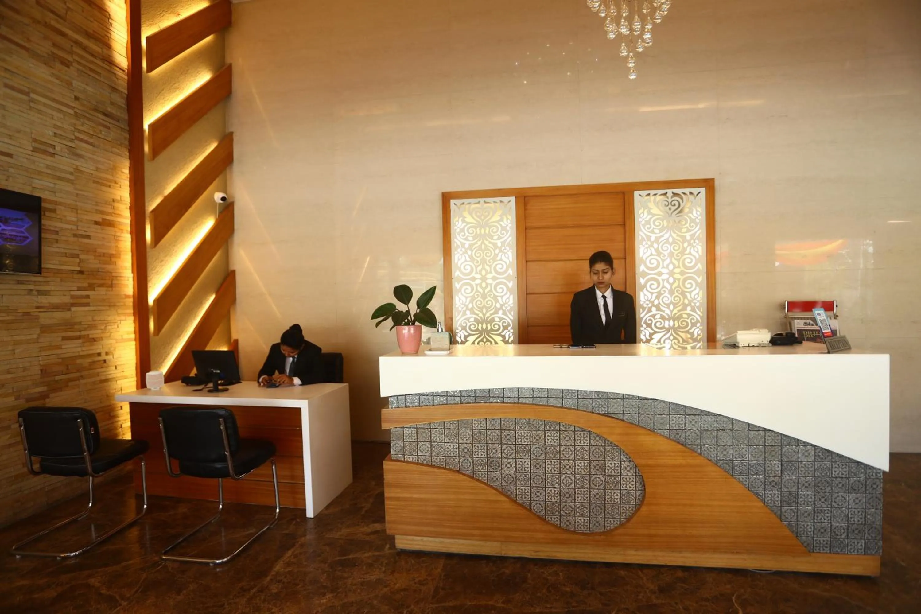 Lobby or reception in Hotel Kanha’s Palm Springs