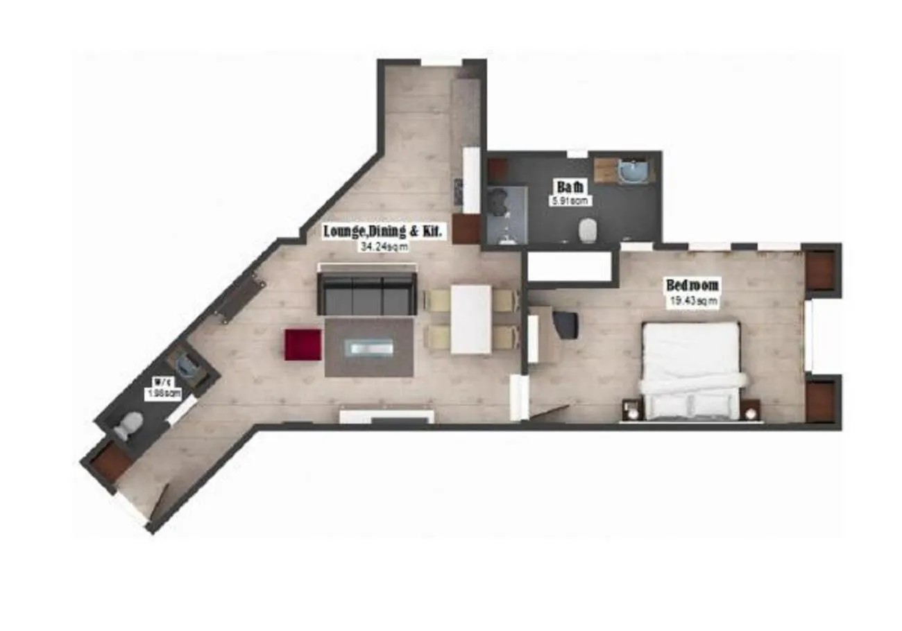 Floor plan in Belanova Apartments and Suites