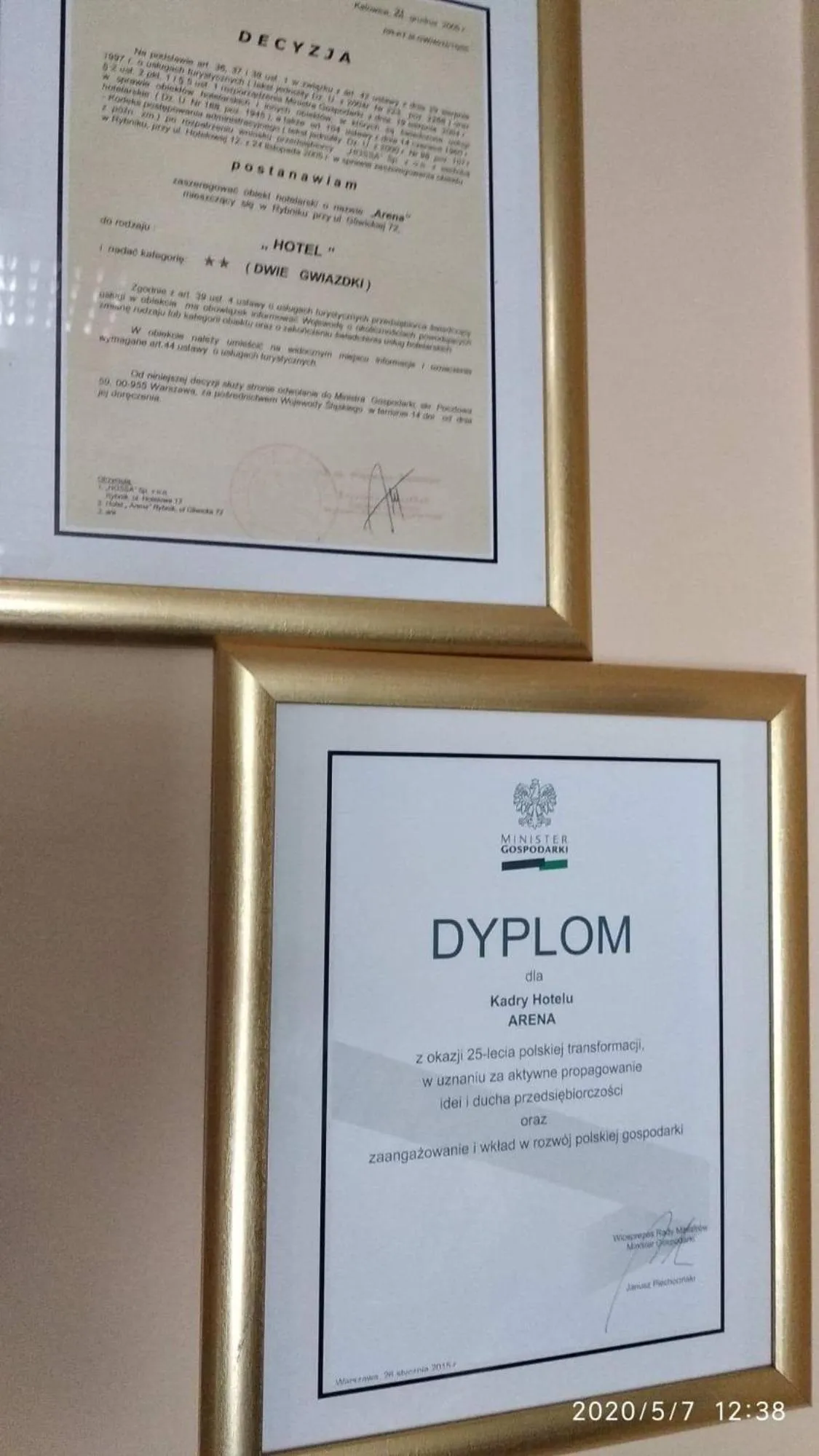 Certificate/Award in Hotel Arena
