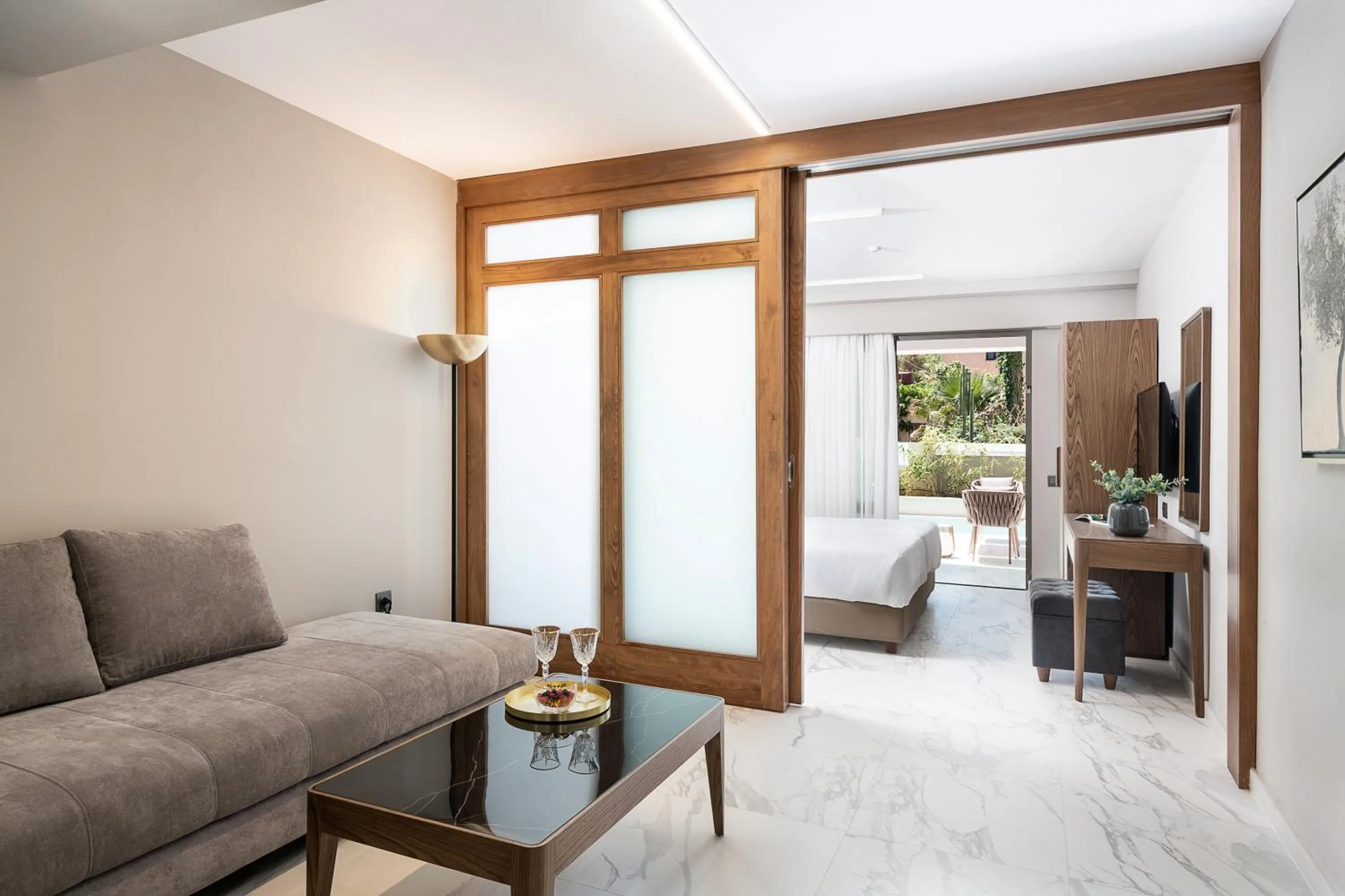 Living room, Bed in Porto Platanias Beach Luxury Selection - Adults Only