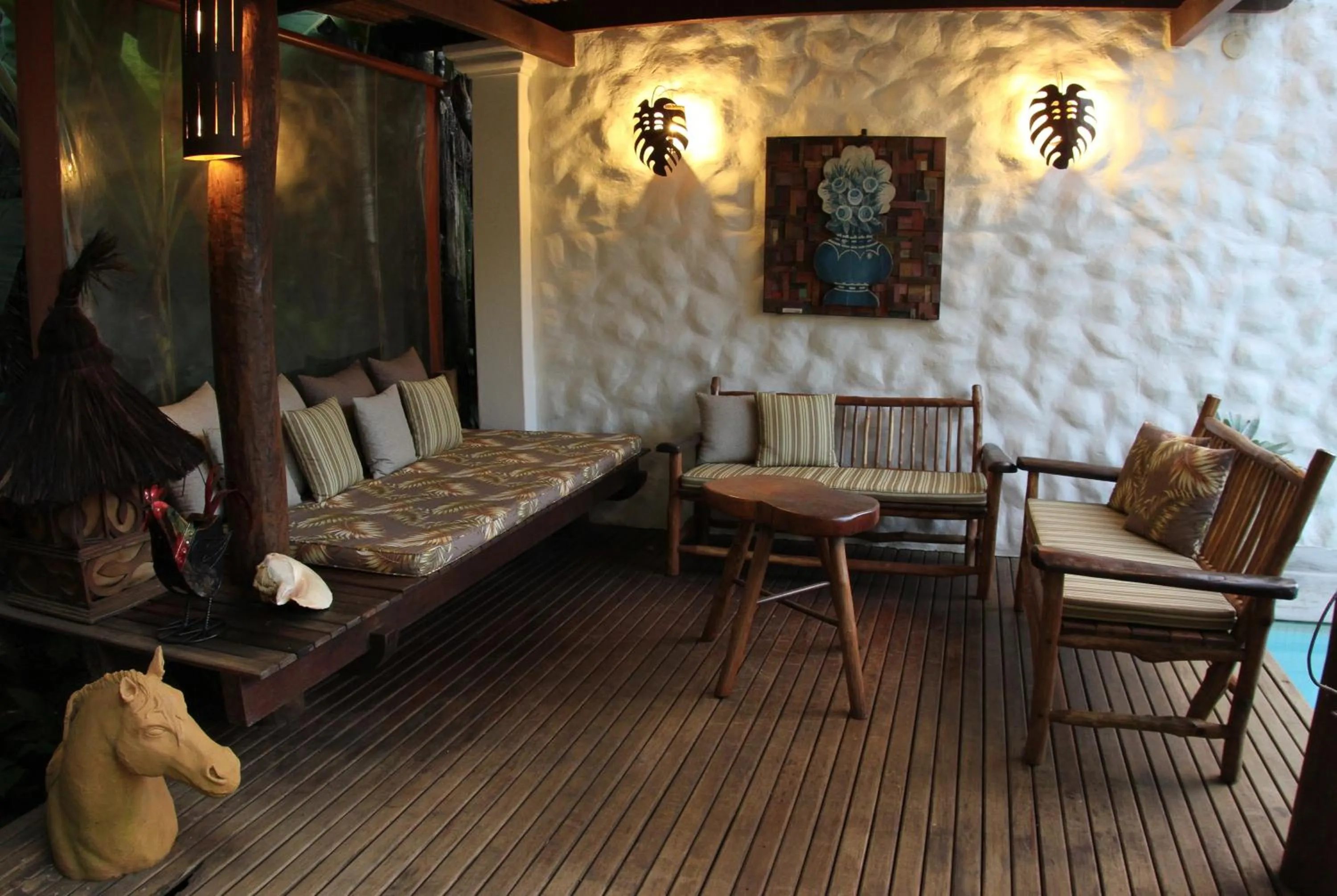 Balcony/Terrace, Bed in Pousada Burundanga