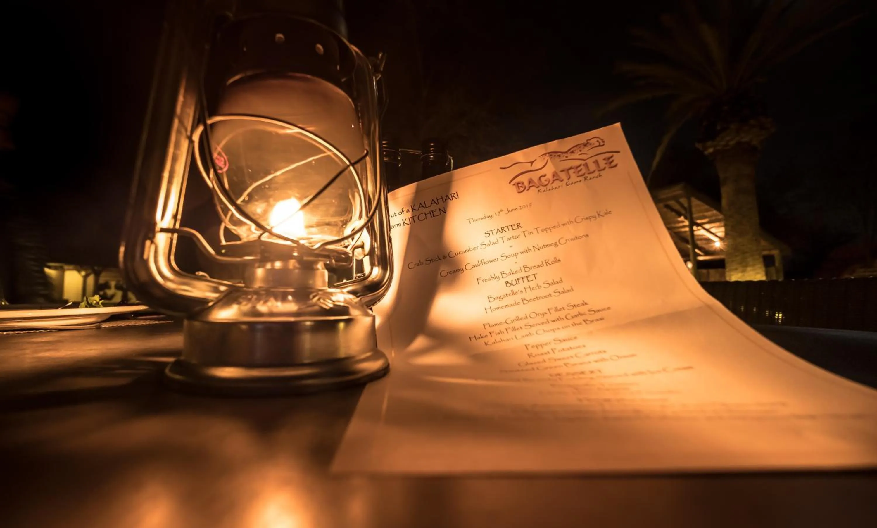 Meals in Bagatelle Kalahari Game Ranch