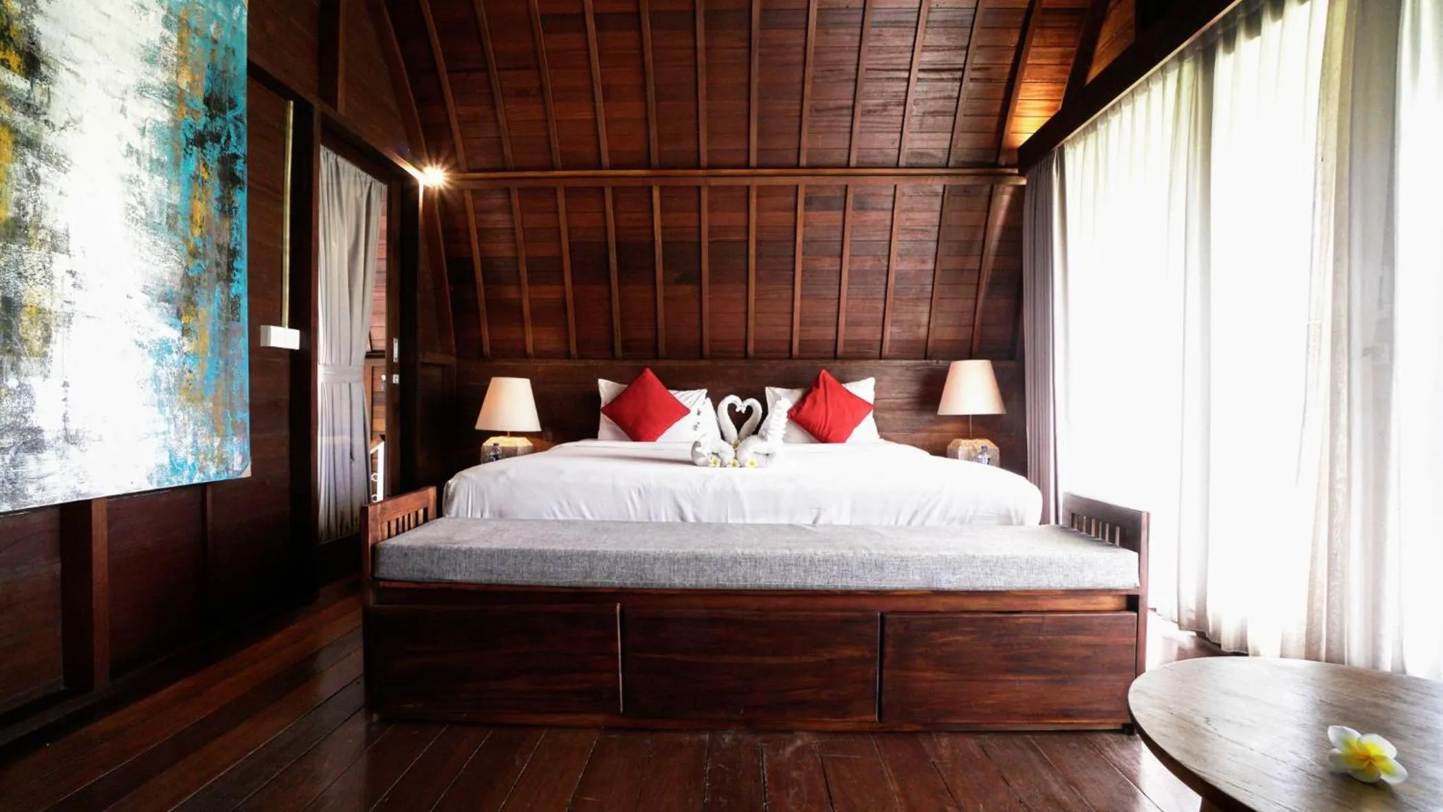 Bedroom, Bed in The Lumbung Wood Villa