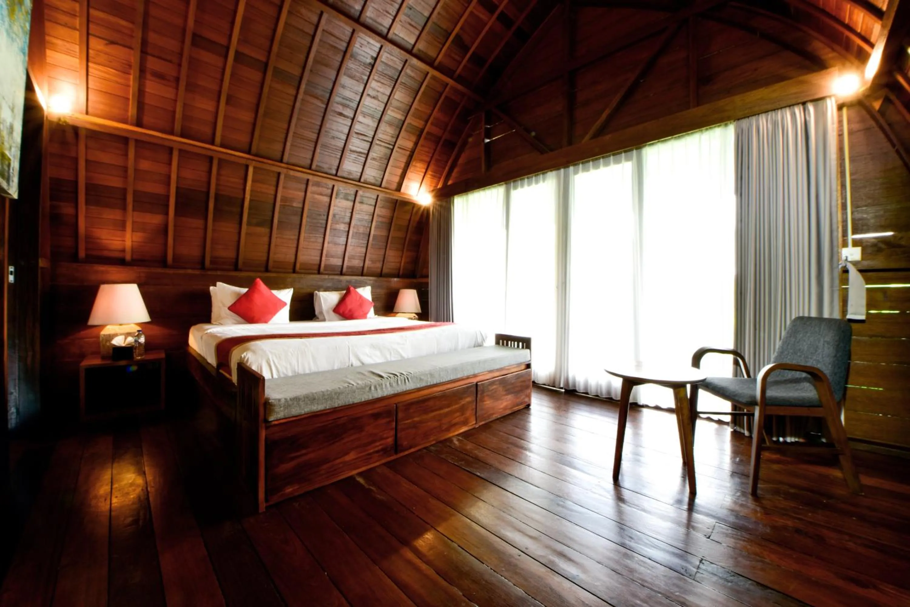 Bedroom, Bed in The Lumbung Wood Villa