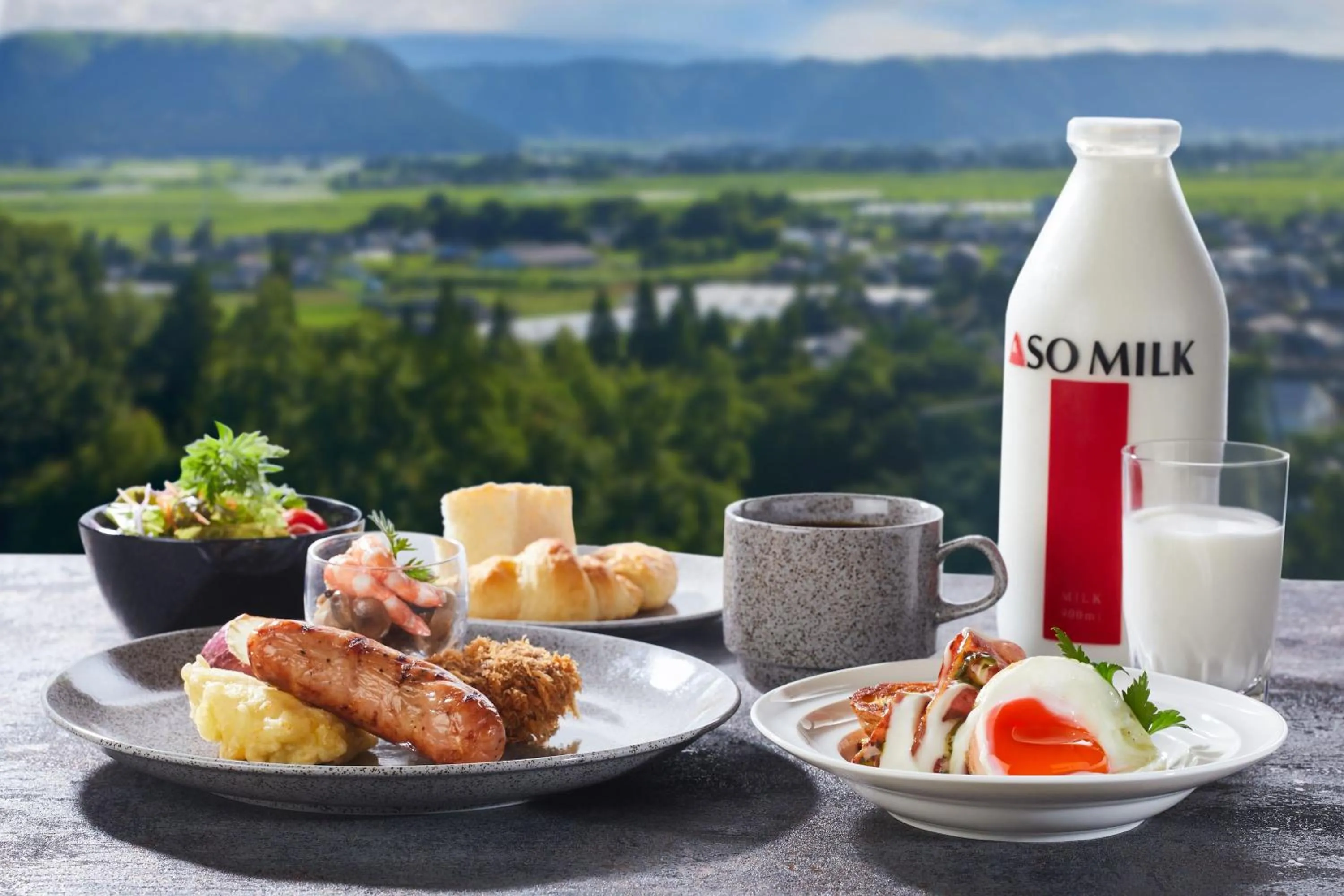 Buffet breakfast in Kamenoi Hotel Aso Park Resort